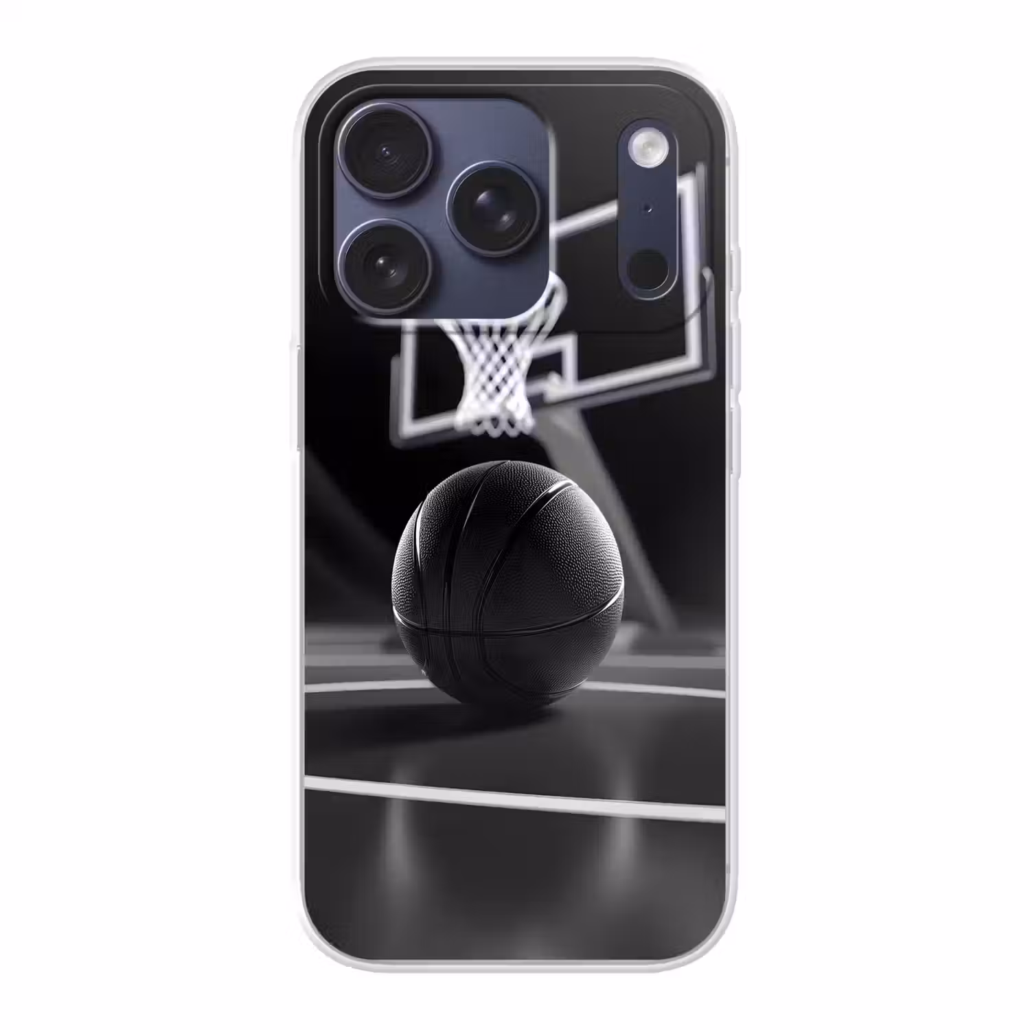 Basketbal - Basketbalveld - Lichtlijnen Telefoonhoesje iPhone 17 Pro klein -3d
