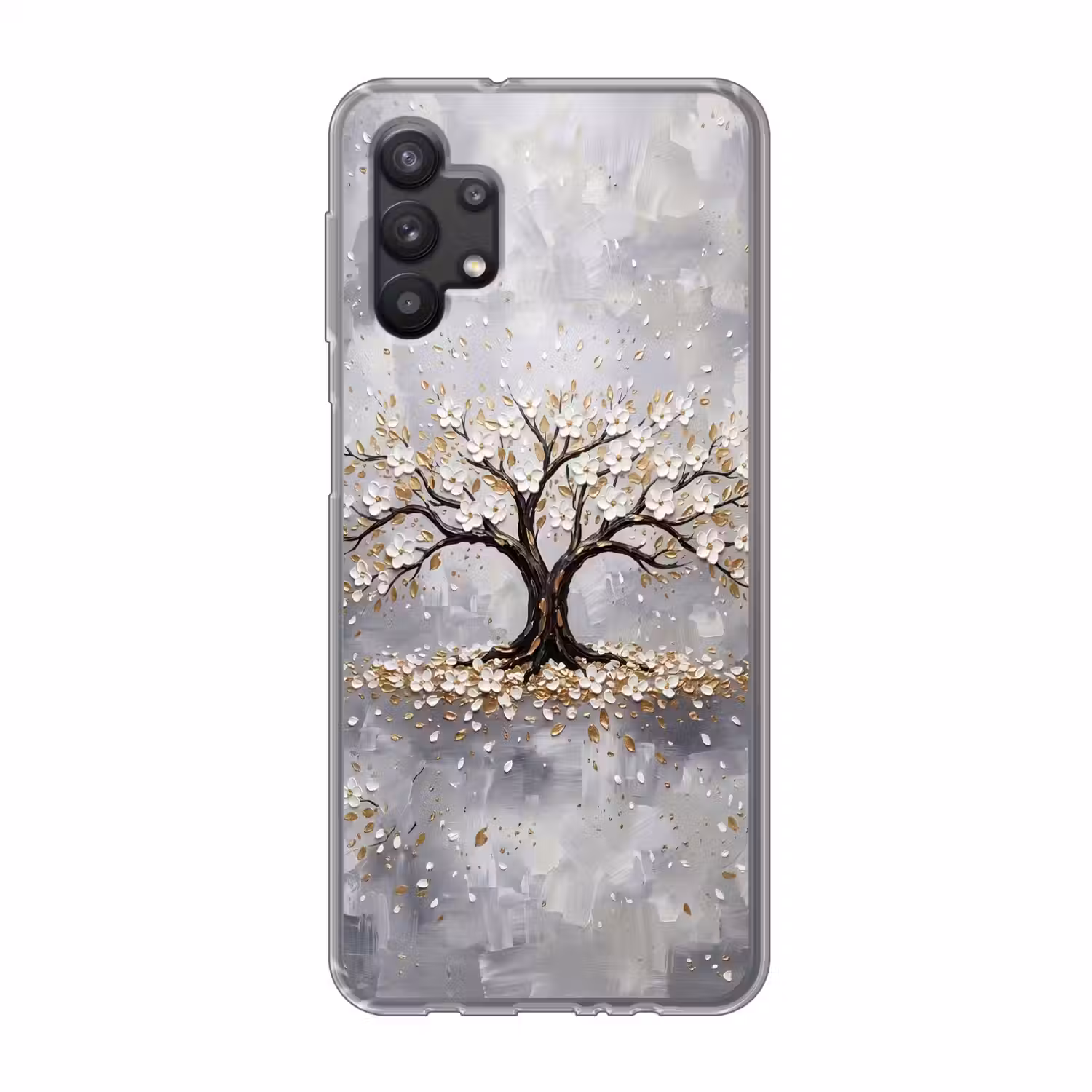 Boom - Bloemen - Natuur - Abstract - Wit Telefoonhoesje Samsung Galaxy A32 5G klein -3d
