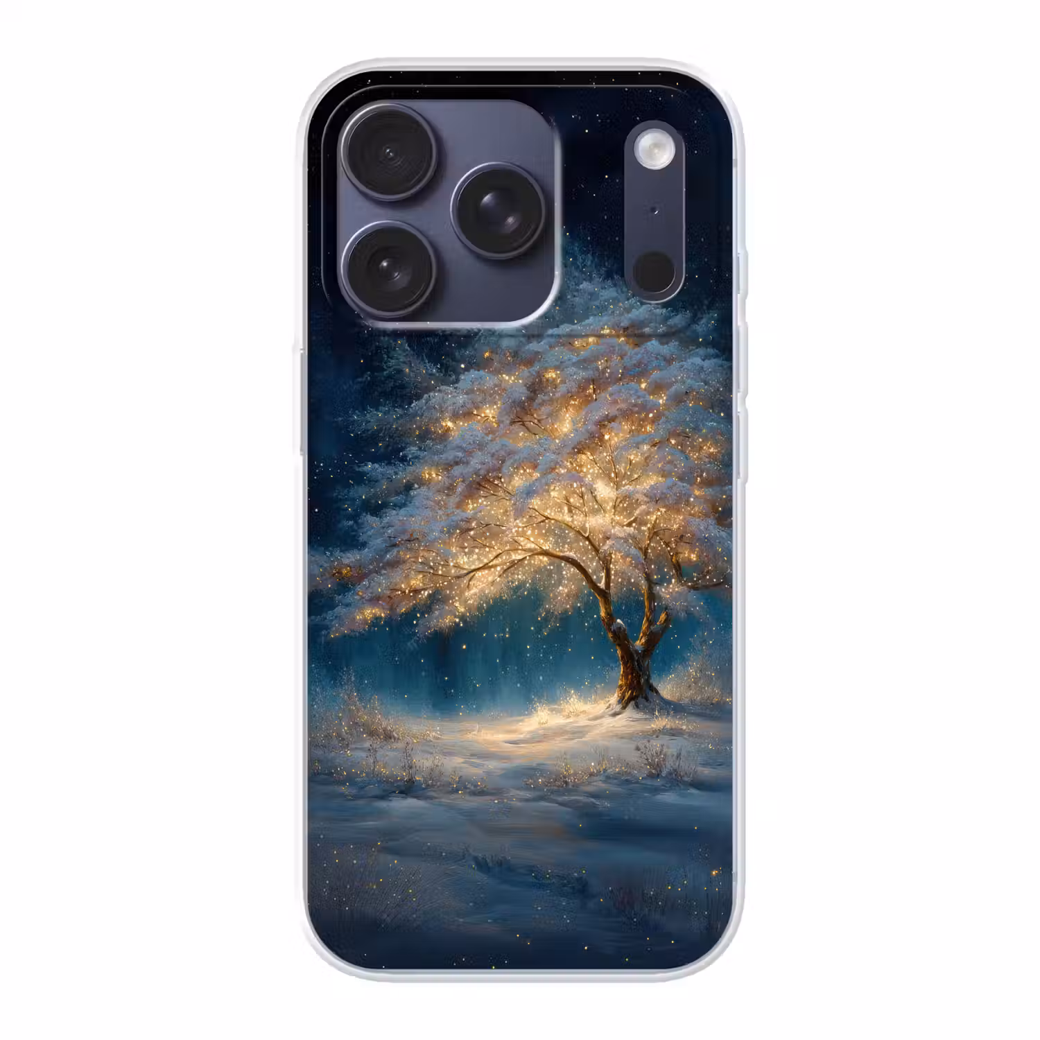 Levensboom - Nacht - Donker - Blauw Telefoonhoesje iPhone 17 Pro klein -3d