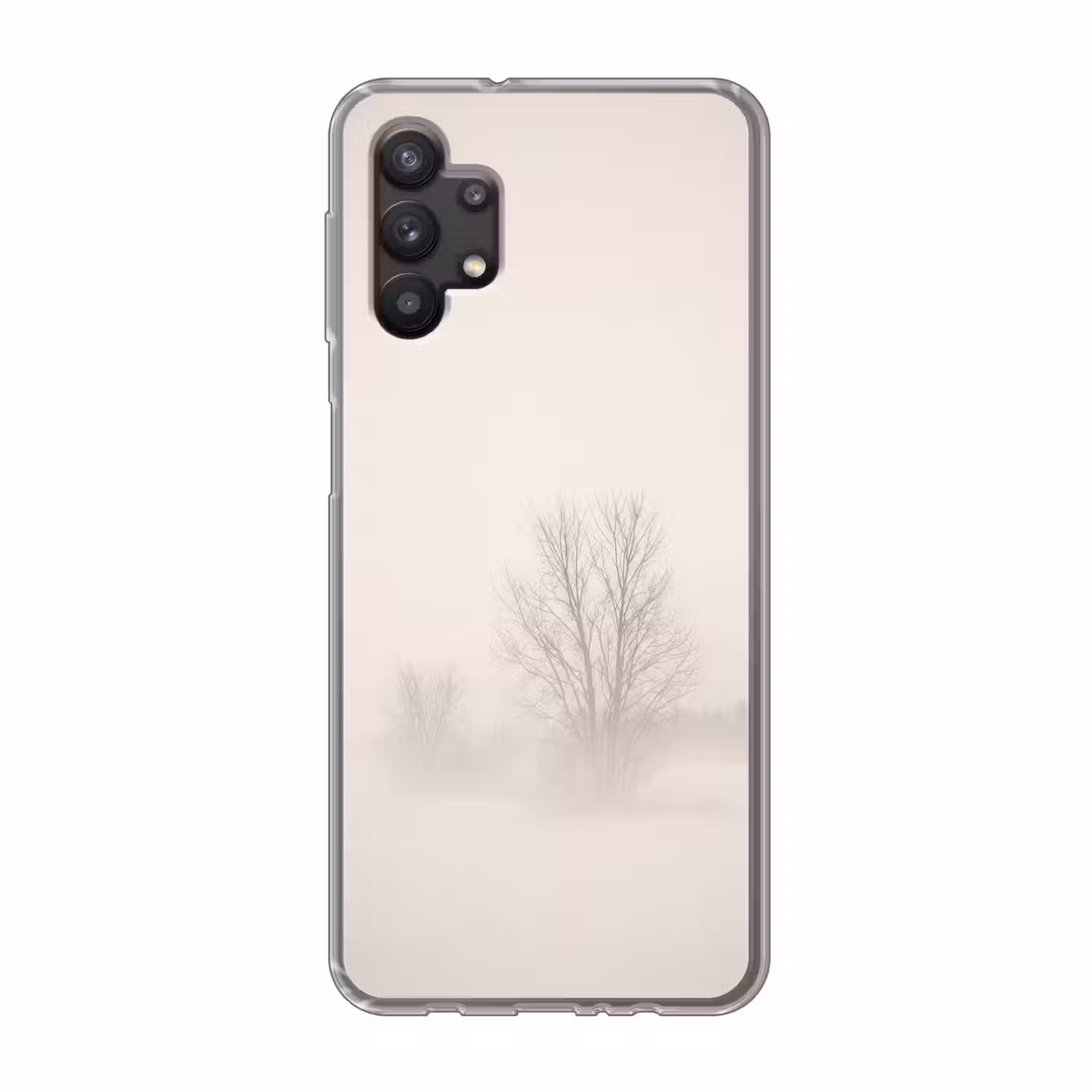 Boom - Mist - Sneeuw - Winter - Minimalistisch Telefoonhoesje Samsung Galaxy A32 5G klein -3d