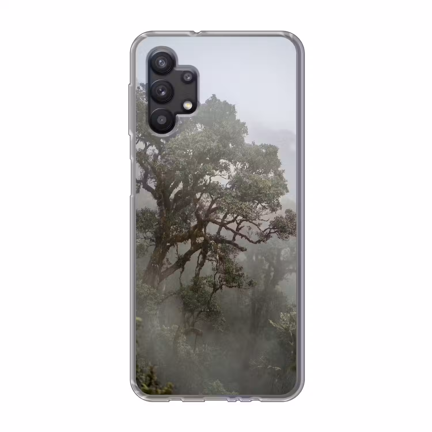 Boom - Mistig - Bos - Groen - Natuur Telefoonhoesje Samsung Galaxy A32 5G klein -3d