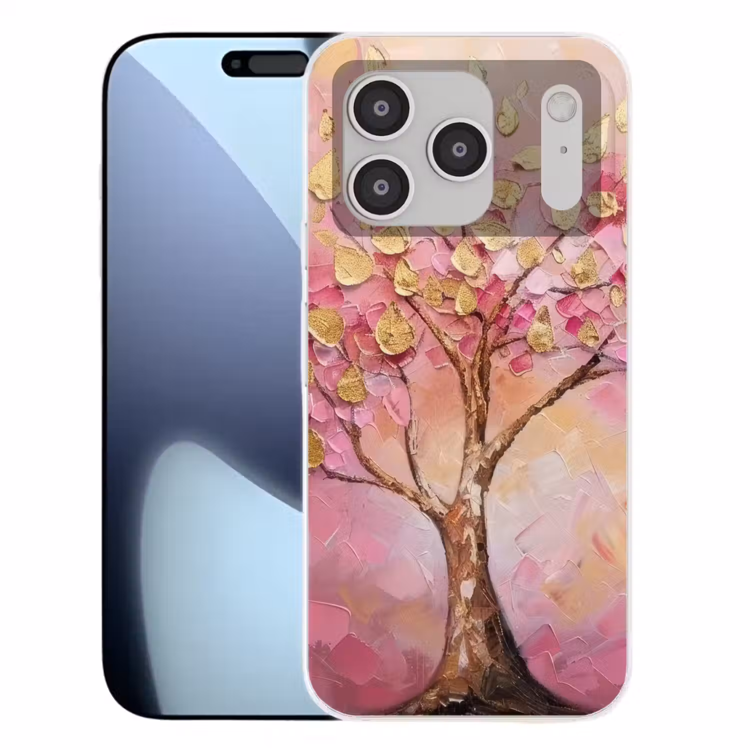 Boom - Roze - Goud - Modern Telefoonhoesje iPhone 17 Pro klein -3d