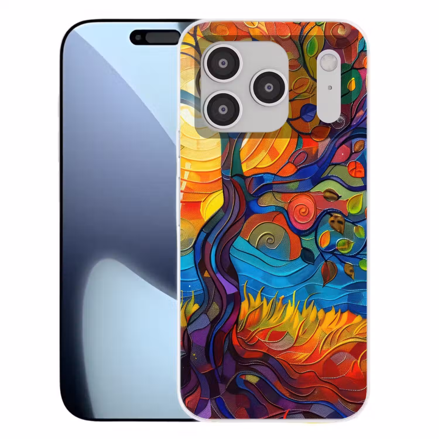 Boom - Zon - Verflook - Kleuren - Abstract Telefoonhoesje iPhone 17 Pro klein -3d