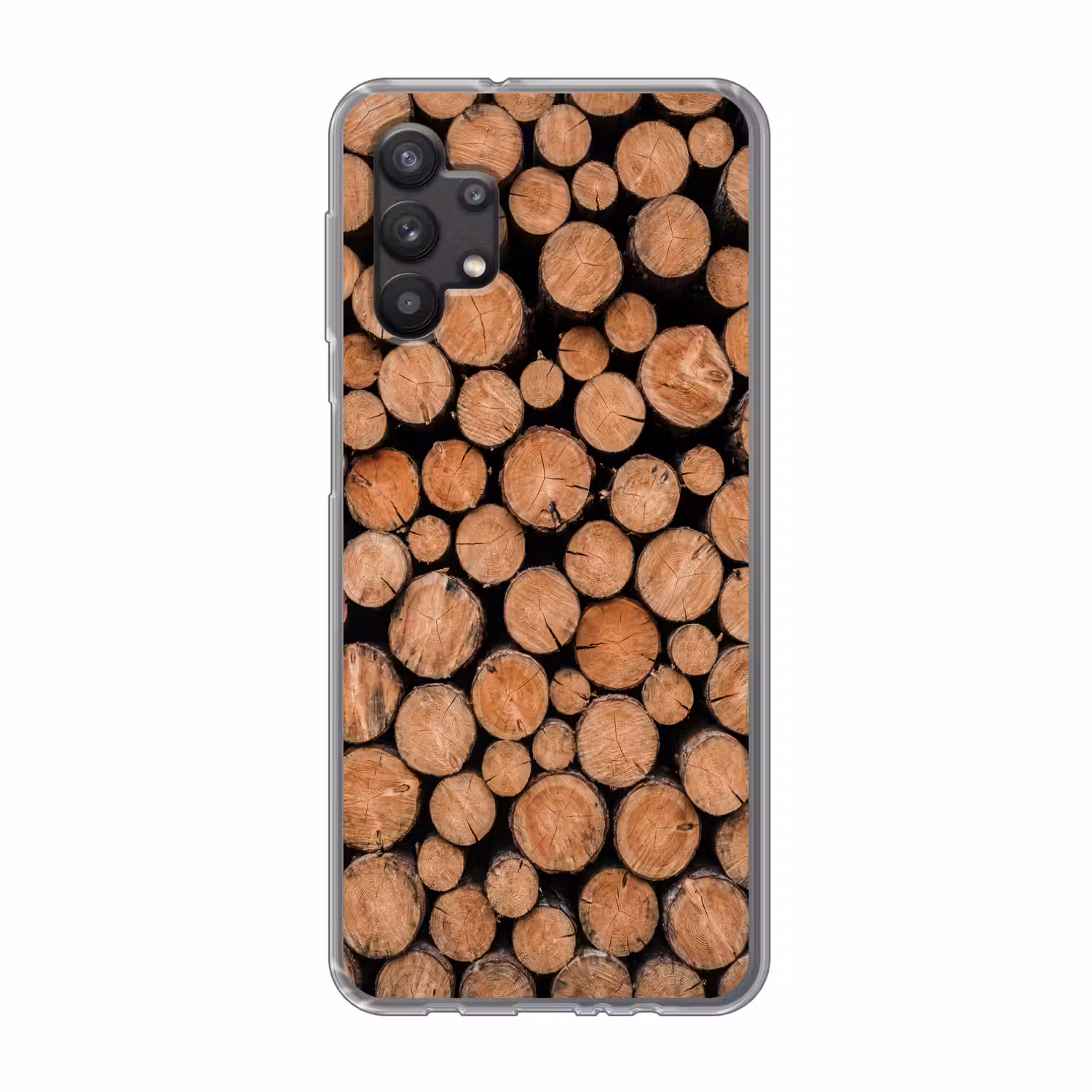 Houtblokken - Textuur - Patroon - Bruin - Rustiek Telefoonhoesje Samsung Galaxy A32 5G klein -3d