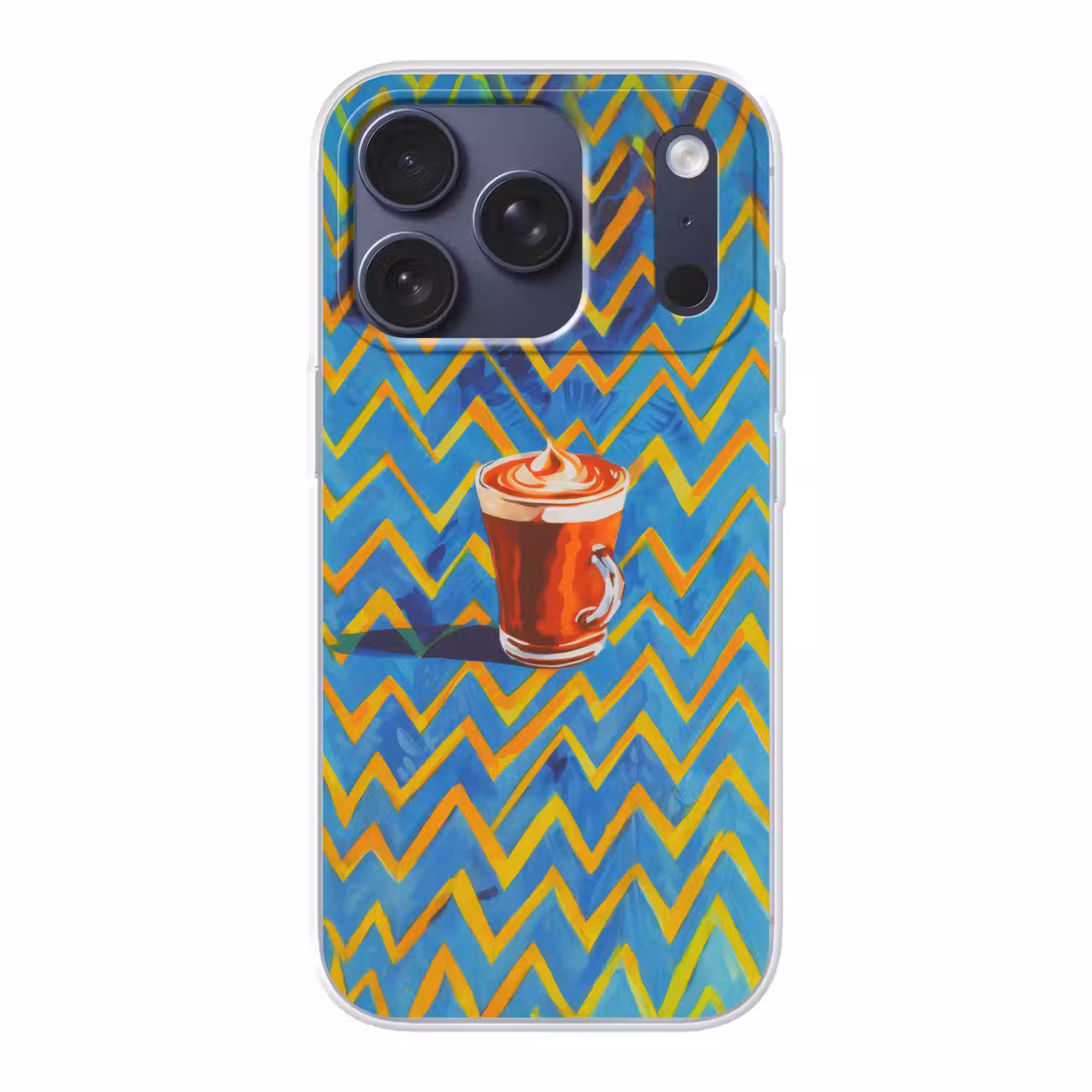 Mok - Koffie - Zigzag - Slagroom Telefoonhoesje iPhone 17 Pro klein -3d