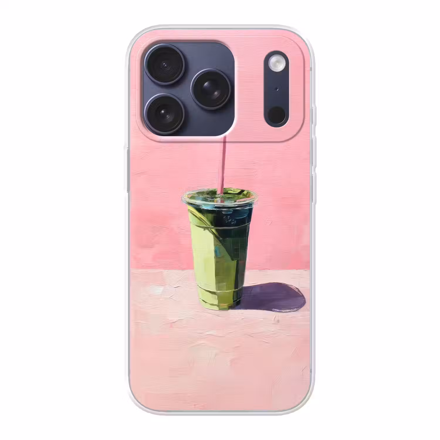 Beker - Rietje - Minimalistisch - Groen Telefoonhoesje iPhone 17 Pro klein -3d