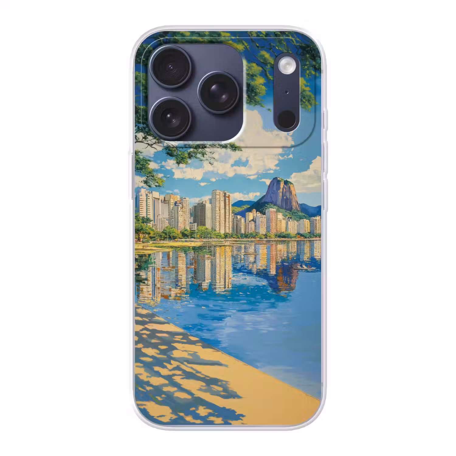 Berg - Skyline - Strand - Water Telefoonhoesje iPhone 17 Pro klein -3d