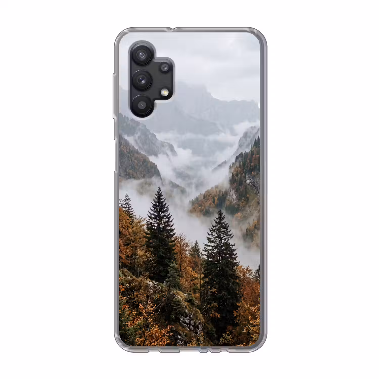 Bergen - Vallei - Mist - Herfst - Natuur Telefoonhoesje Samsung Galaxy A32 5G klein -3d
