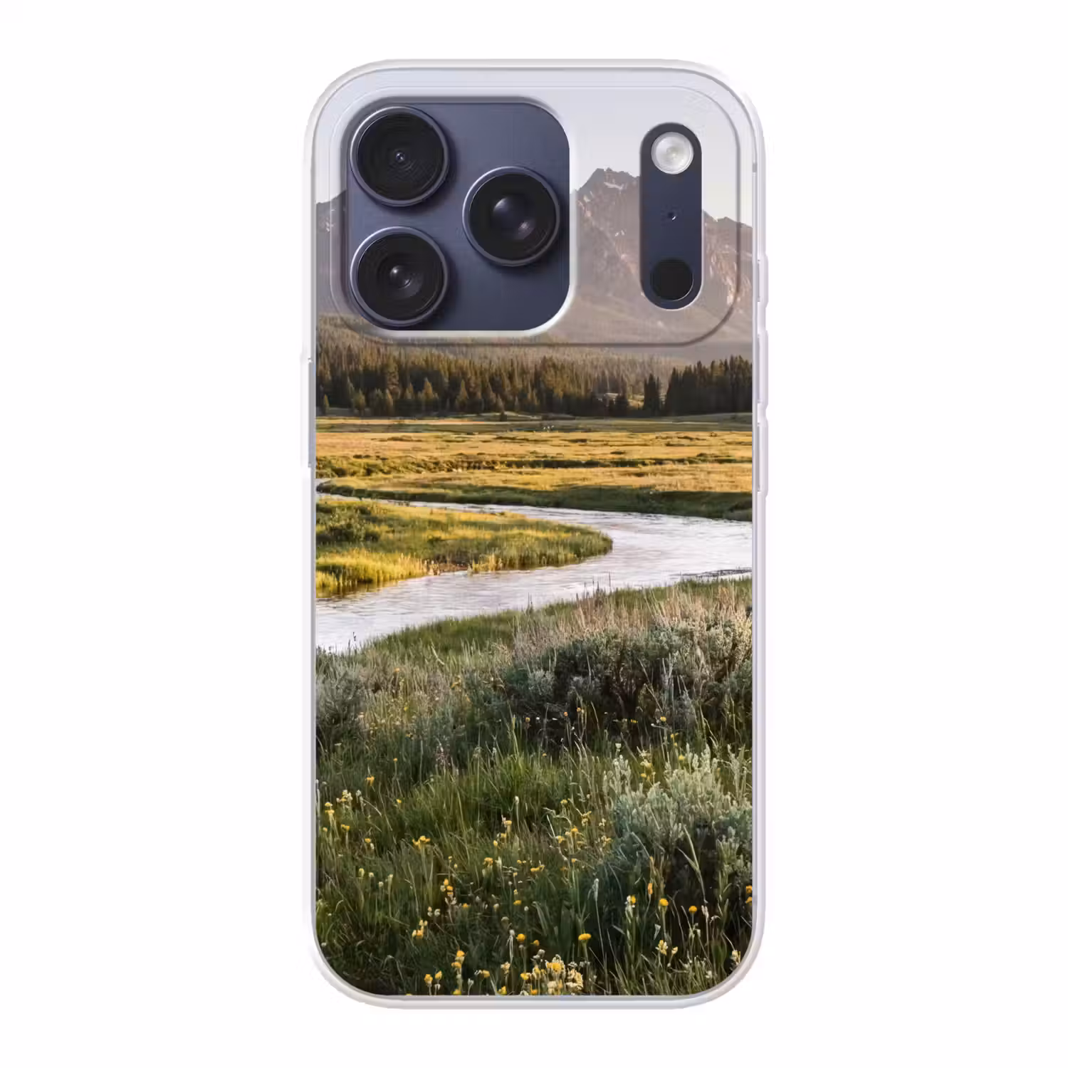 Berglandschap - Rivier - Bos Telefoonhoesje iPhone 17 Pro klein -3d