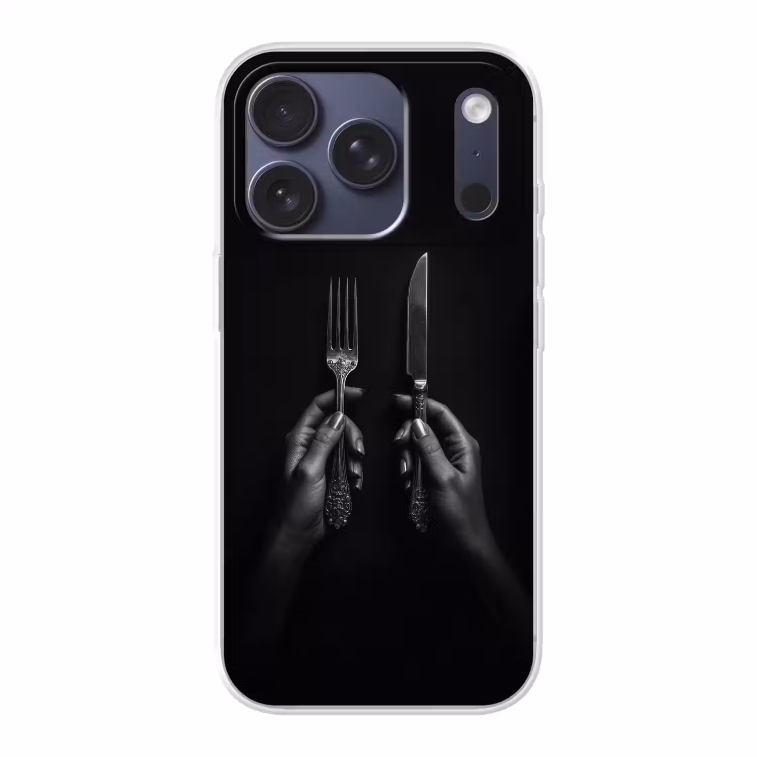 Bestek - Zwart - Wit Telefoonhoesje iPhone 17 Pro klein -3d