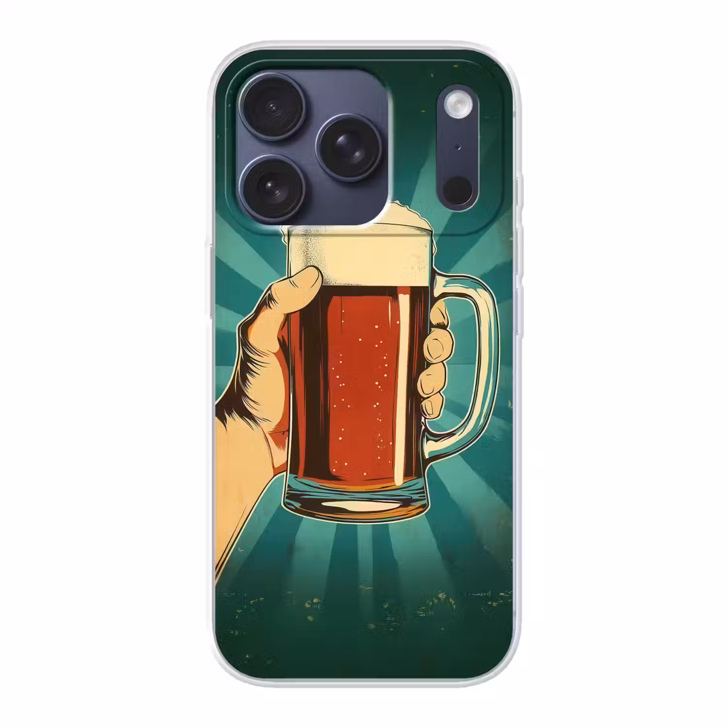 Bierglas - Schuim - Retro - Groen Telefoonhoesje iPhone 17 Pro klein -3d