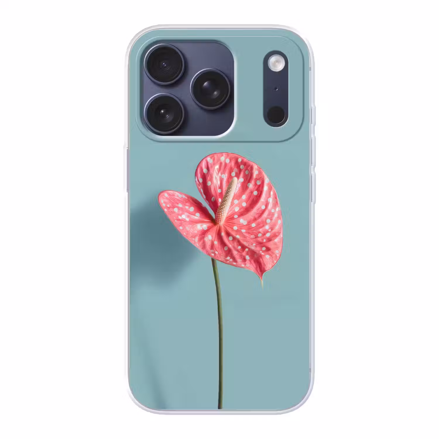 Blad - Anthurium - Stippen - Roze Telefoonhoesje iPhone 17 Pro klein -3d