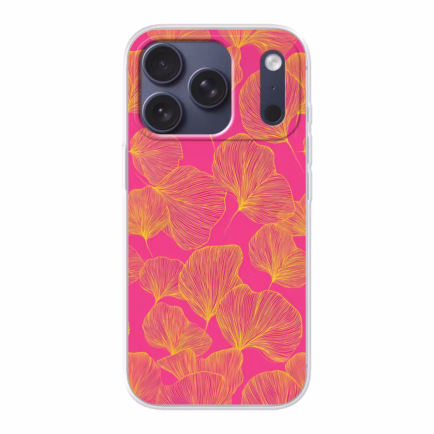 Bladeren - Nerven - Grafisch - Roze Telefoonhoesje iPhone 17 Pro klein -3d