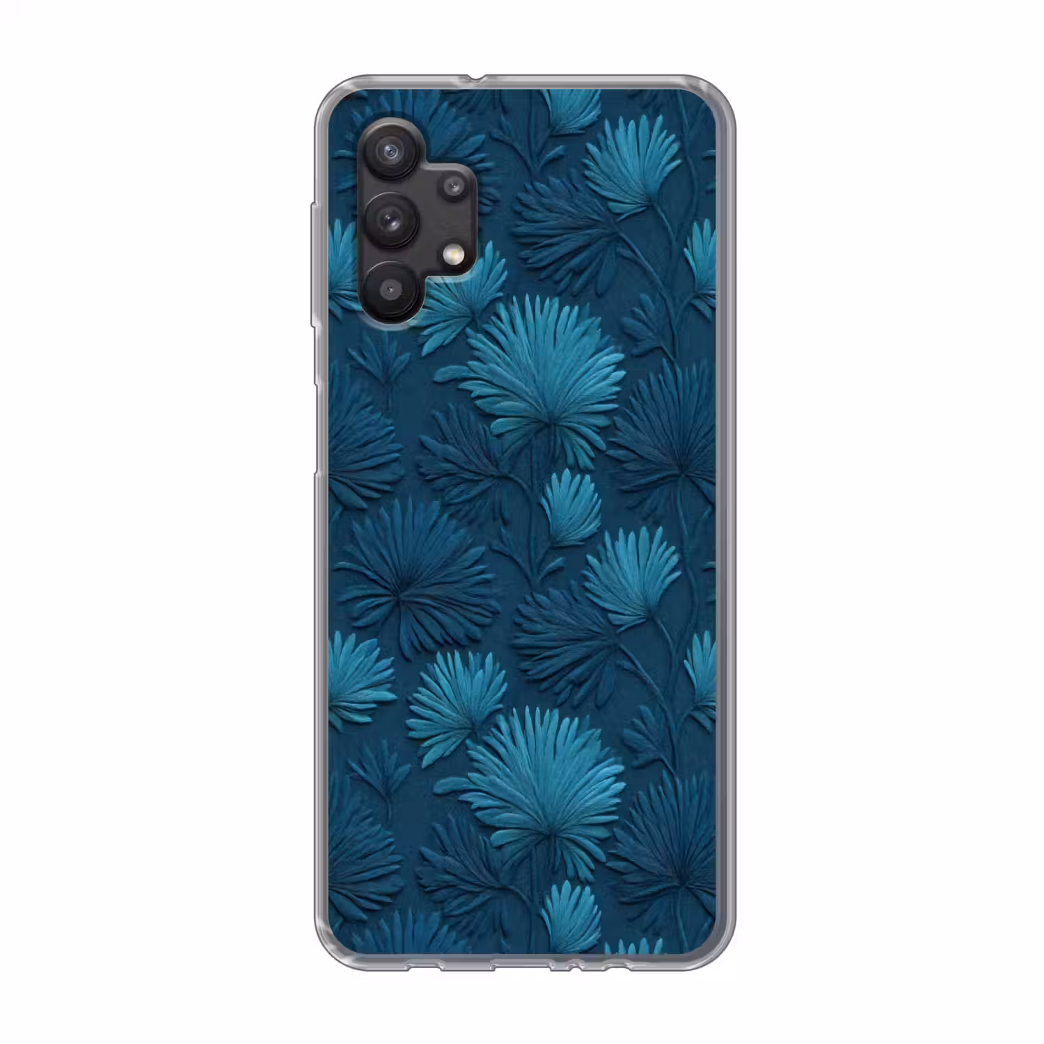 Bladeren - Reliëf - Patroon - Oceaanblauw - Modern Telefoonhoesje Samsung Galaxy A32 5G klein 346 -3d
