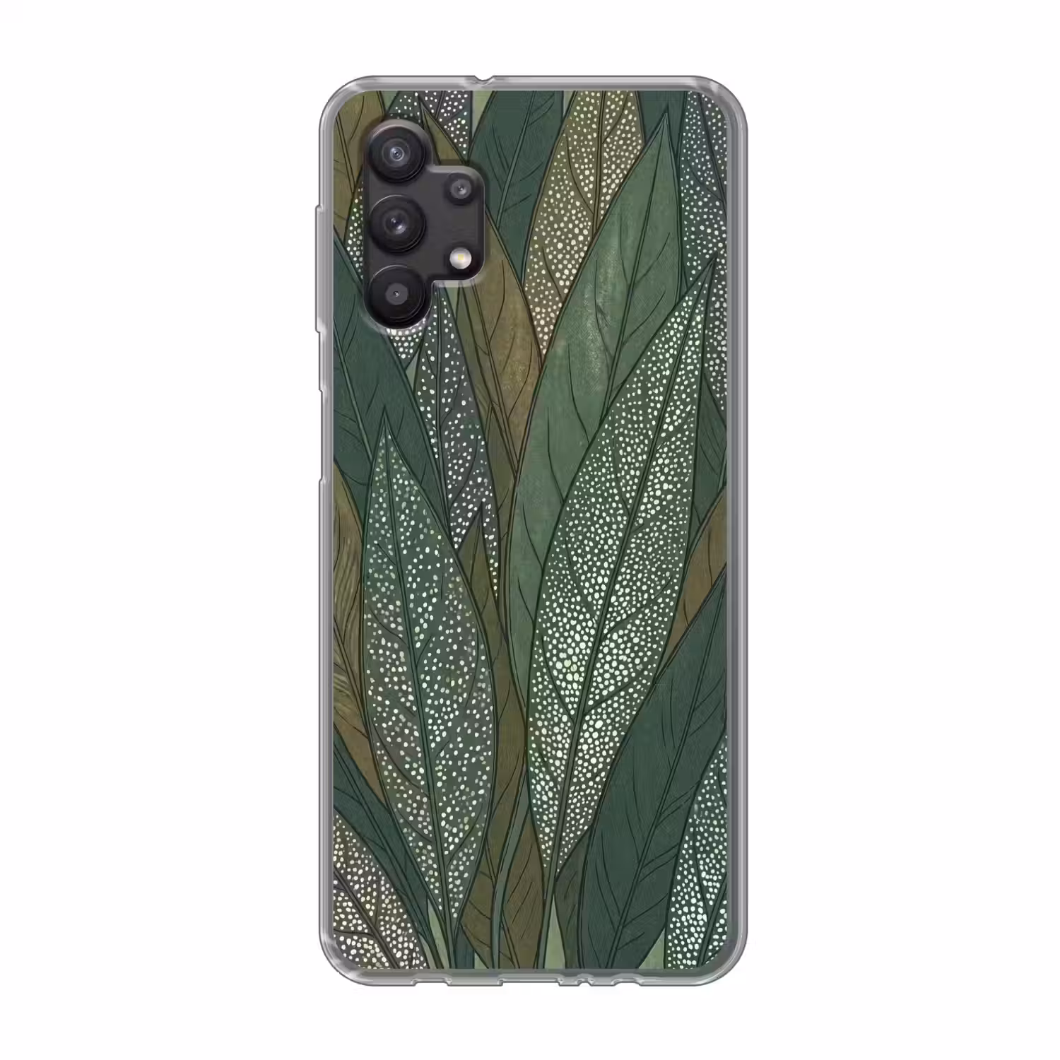 Bladeren - Patroon - Gestippeld - Natuur - Groen Telefoonhoesje Samsung Galaxy A32 5G klein -3d