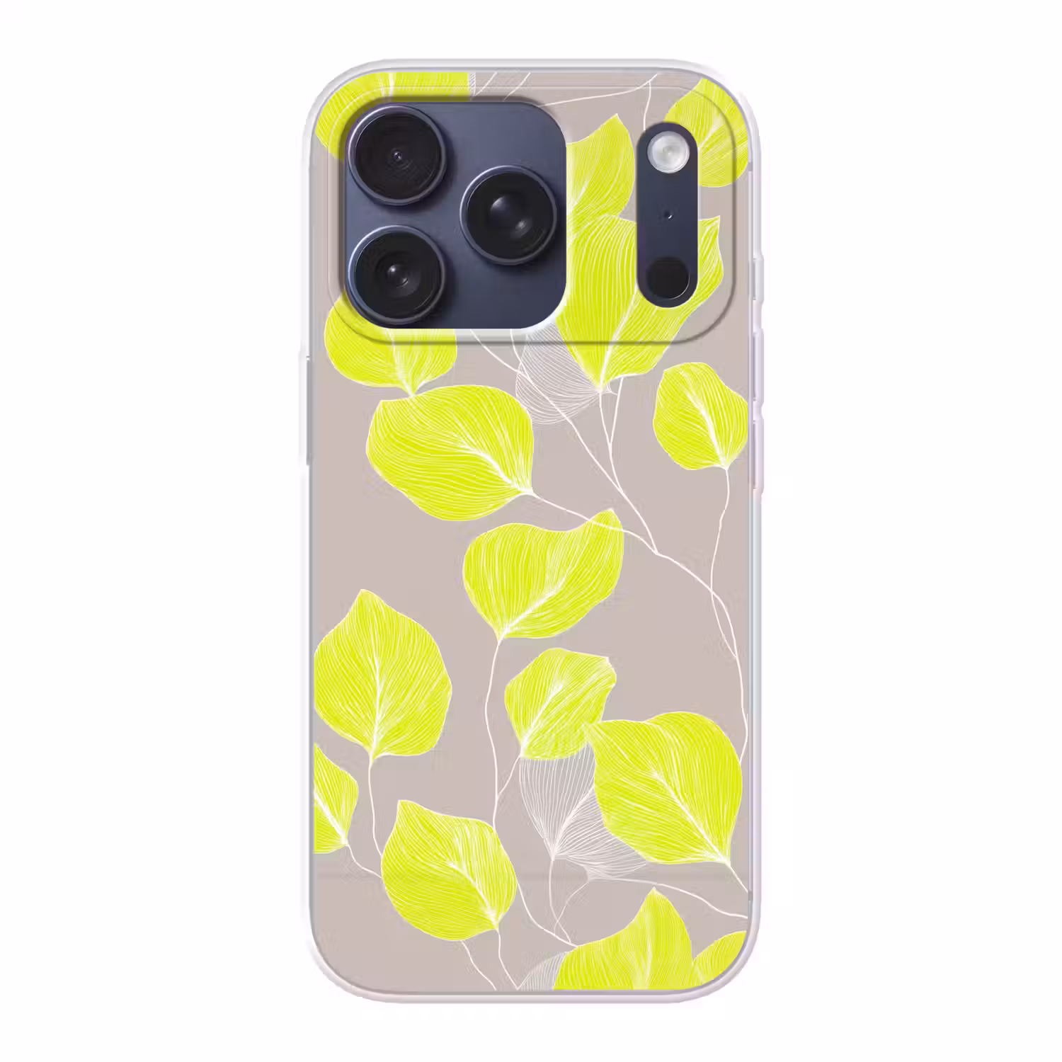 Bladeren - Neon - Geel - Lijnen Telefoonhoesje iPhone 17 Pro klein -3d