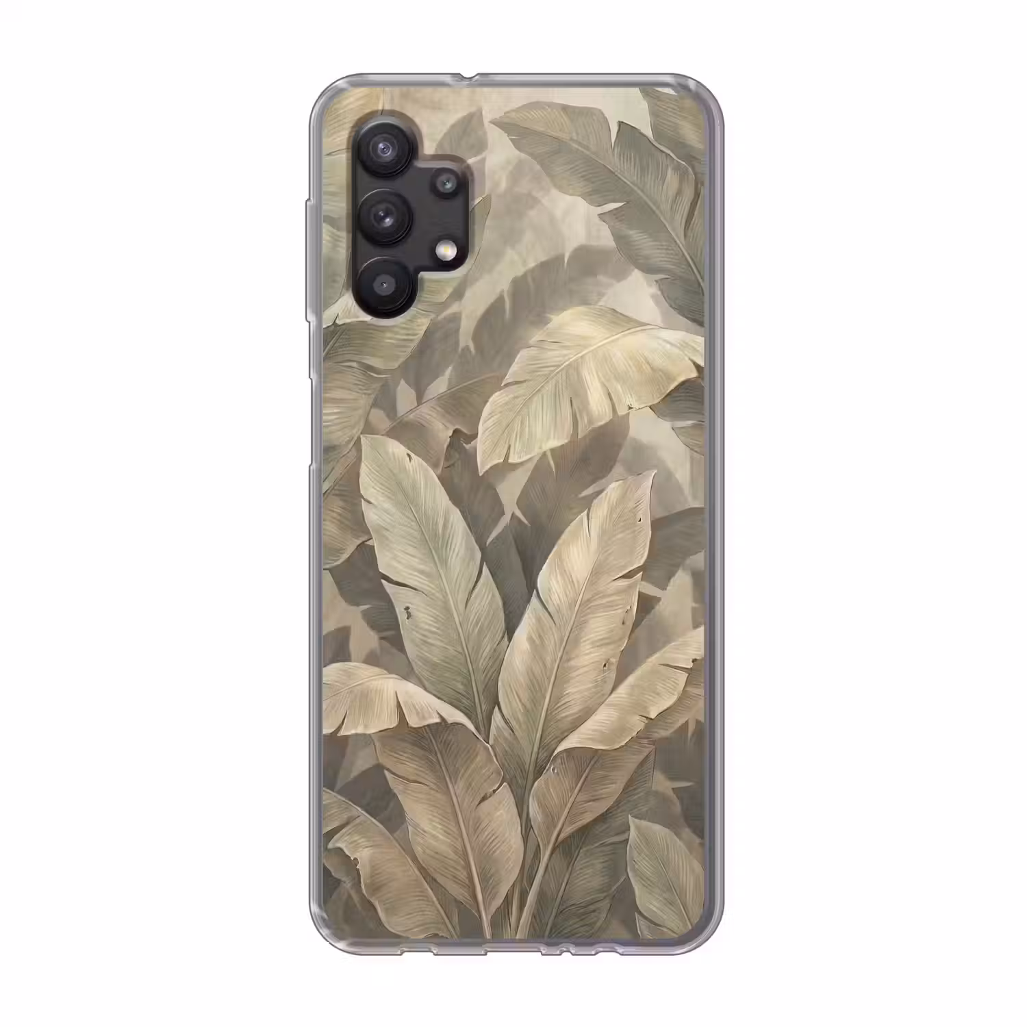 Bladeren - Tropisch - Natuur - Modern - Beige Telefoonhoesje Samsung Galaxy A32 5G klein -3d