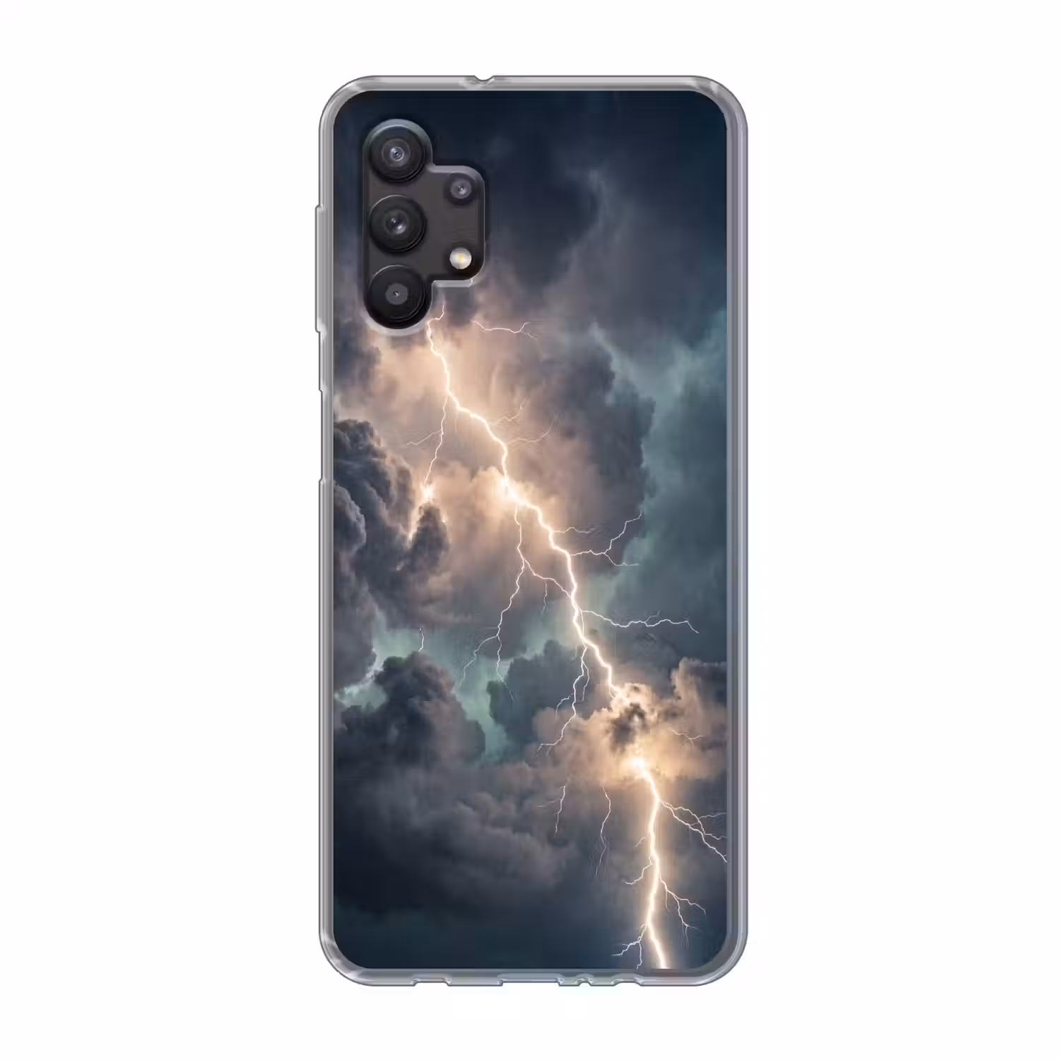 Bliksem - Storm - Natuur - Donker Telefoonhoesje Samsung Galaxy A32 5G klein -3d