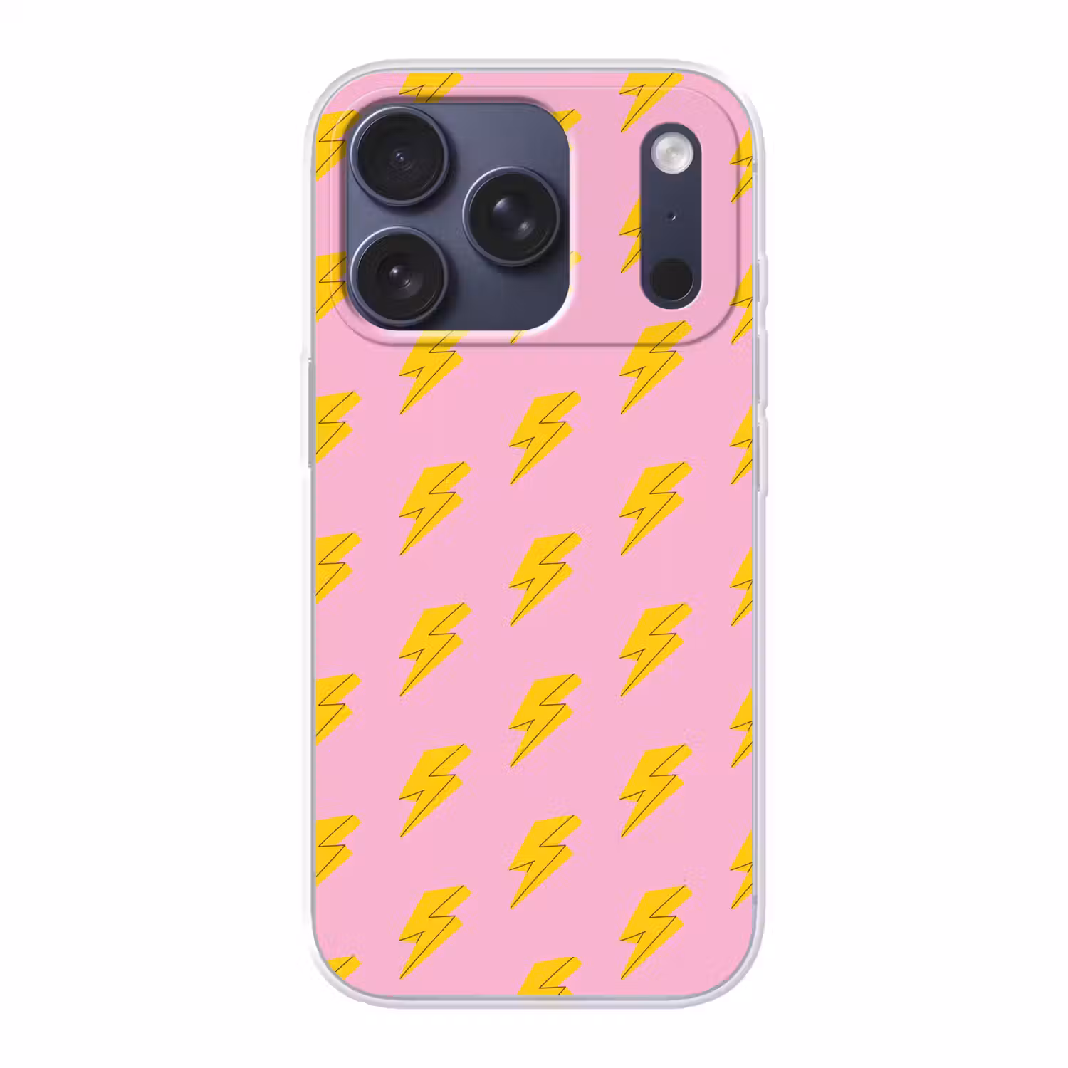 Bliksemschichten - Patroon - Geel - Roze Telefoonhoesje iPhone 17 Pro klein -3d