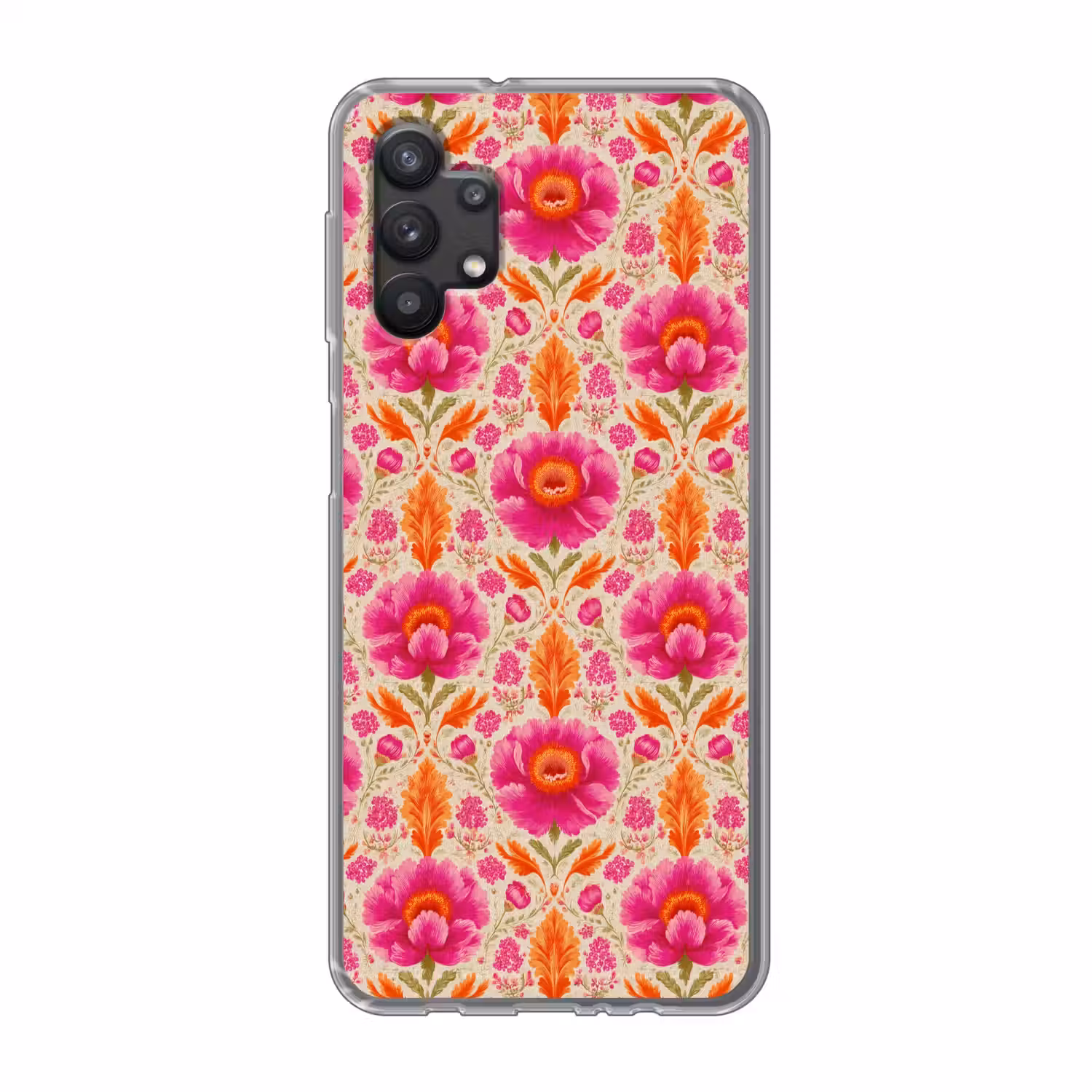 Bloemen - Barok - Roze - Oranje Telefoonhoesje Samsung Galaxy A32 5G klein 346 -3d