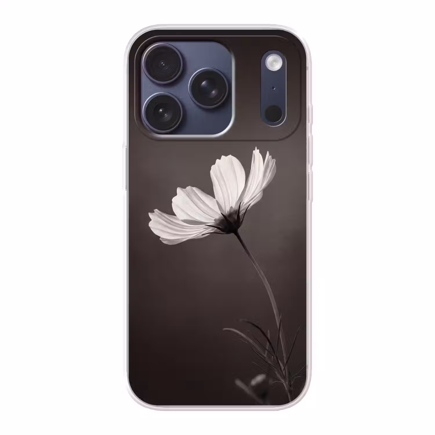 Bloem - Minimalistisch - Zwart - Wit Telefoonhoesje iPhone 17 Pro klein -3d