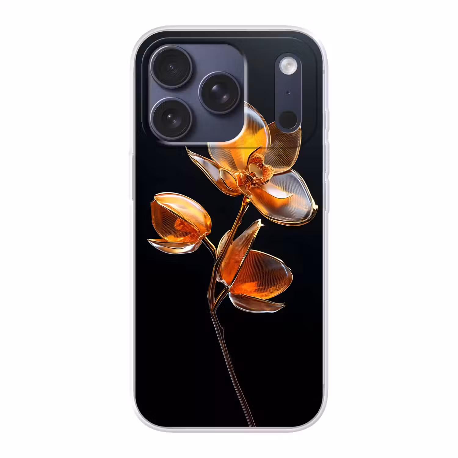 Bloem - Orchidee - Oranje Telefoonhoesje iPhone 17 Pro klein -3d
