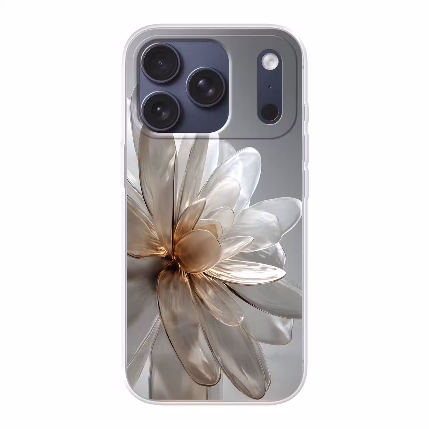 Bloem - Wit - Neutraal Telefoonhoesje iPhone 17 Pro klein -3d