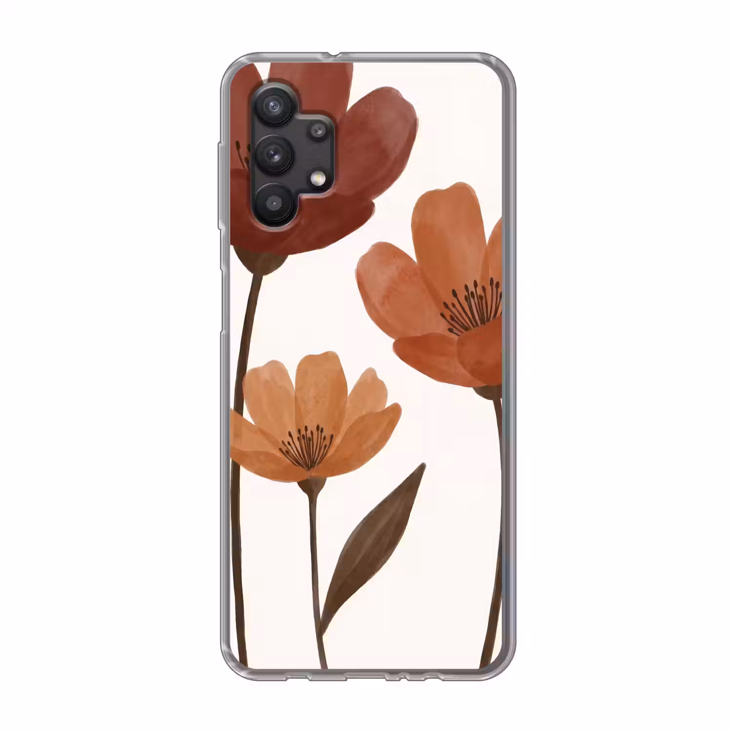Bloemen - Abstract - Modern - Bruin - Decoratief Telefoonhoesje Samsung Galaxy A32 5G klein -3d