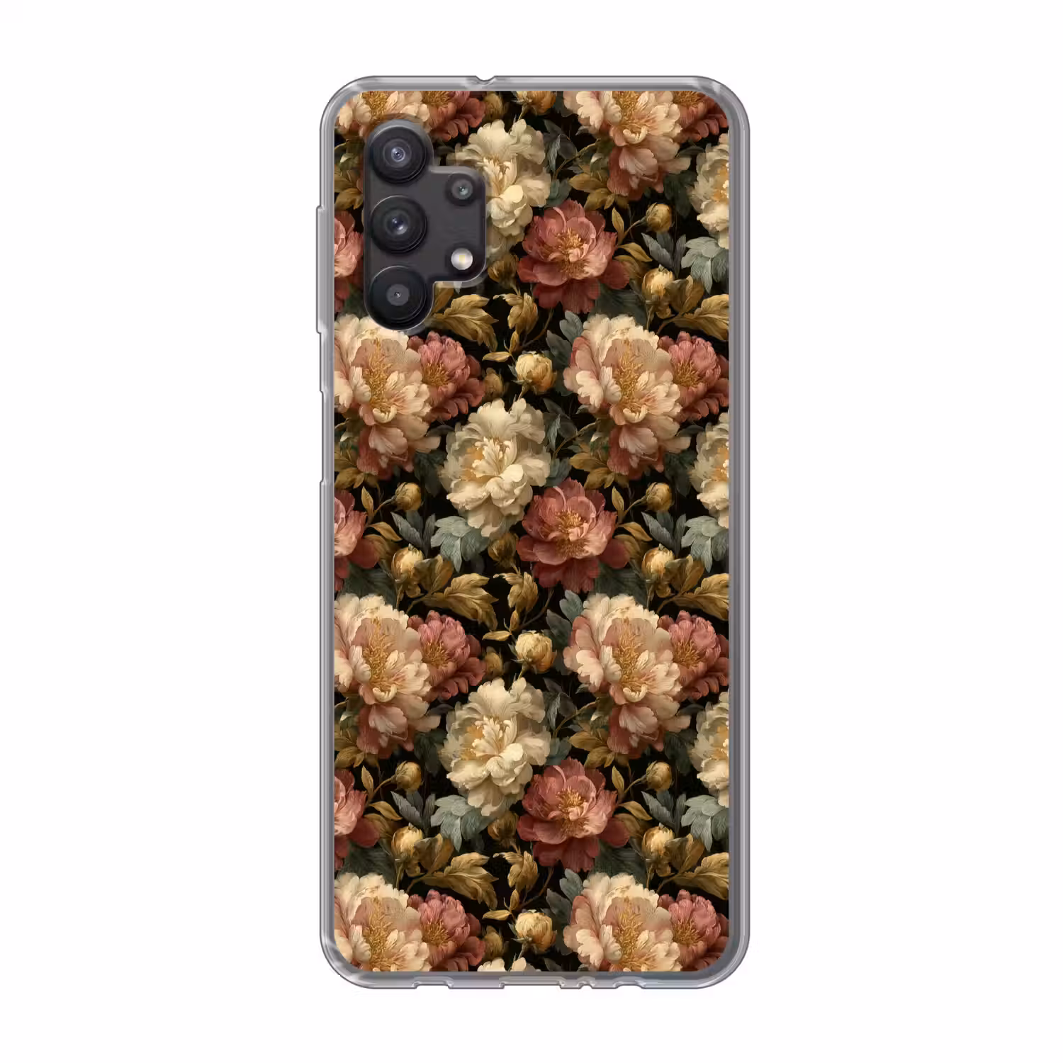 Bloemen - Barok - Patroon - Roze - Crème Telefoonhoesje Samsung Galaxy A32 5G klein 346 -3d