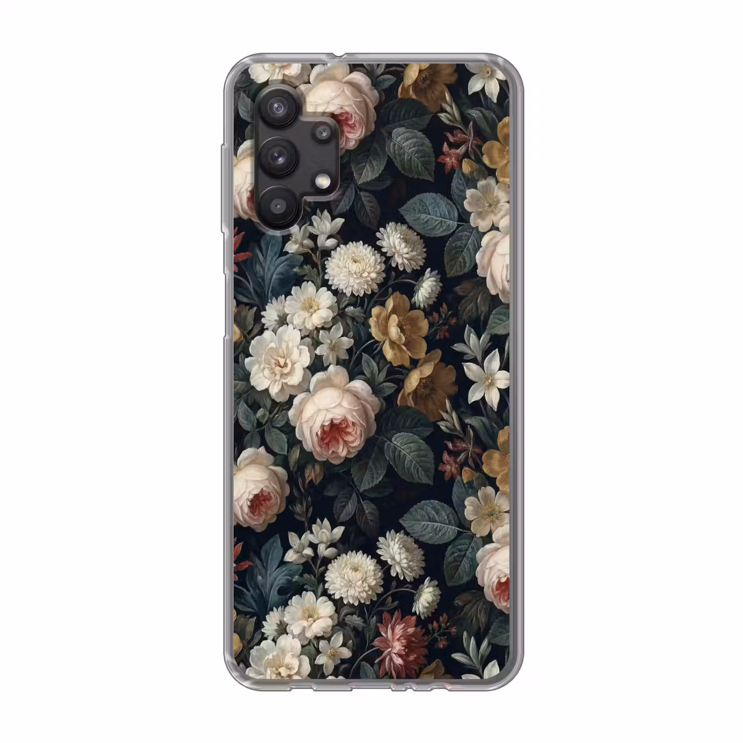 Bloemen - Boeket - Botanisch - Vintage - Donkere achtergrond Telefoonhoesje Samsung Galaxy A32 5G klein -3d