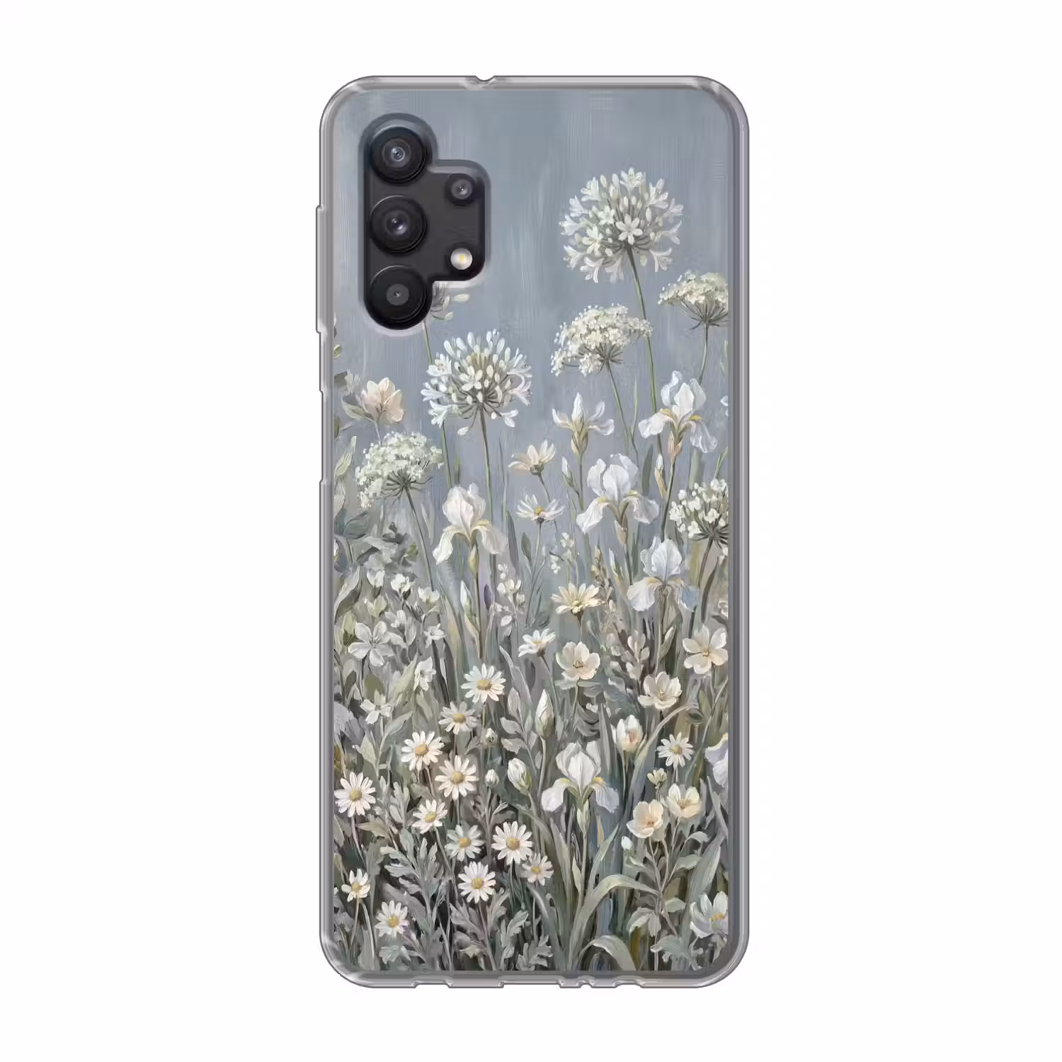 Bloemen - Botanisch - Blauw Telefoonhoesje Samsung Galaxy A32 5G klein -3d