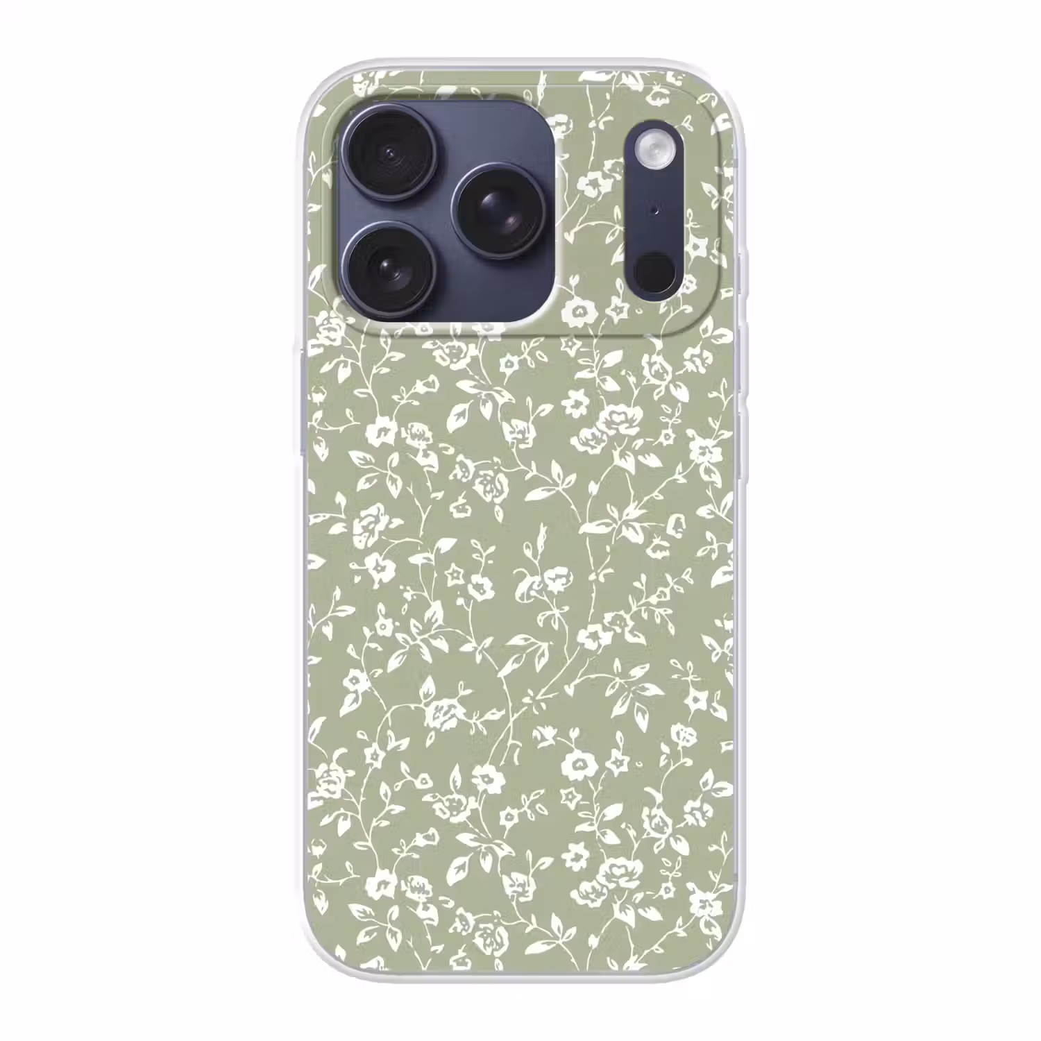 Bloemen - Print - Groen - Wit Telefoonhoesje iPhone 17 Pro klein -3d