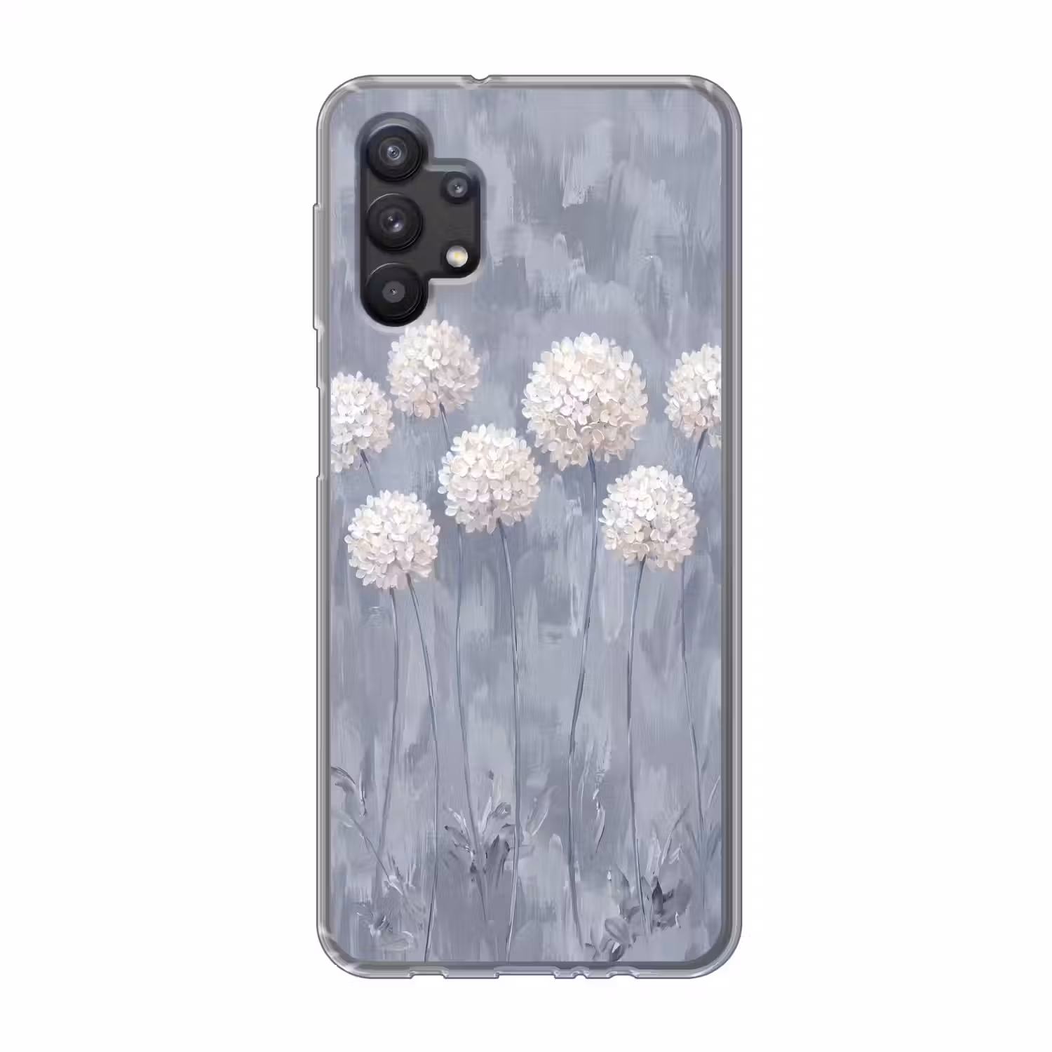 Bloemen - Illustratie - Blauw Telefoonhoesje Samsung Galaxy A32 5G klein -3d