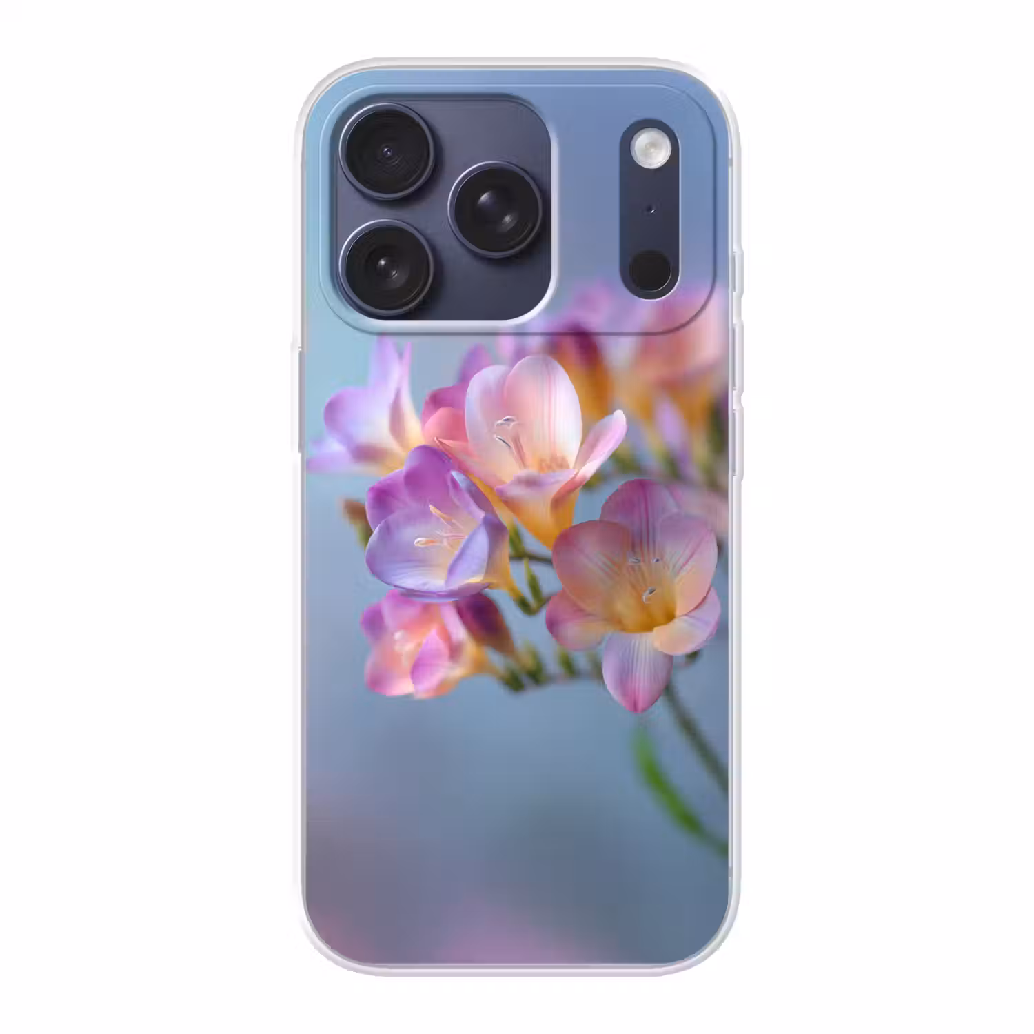 Bloemen - Paars - Overloop - Meeldraden Telefoonhoesje iPhone 17 Pro klein -3d