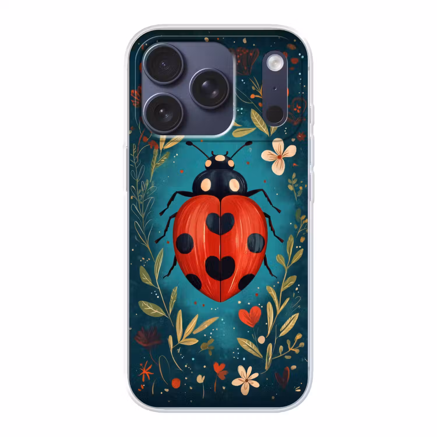 Bloemen - Lieveheersbeestje - Hartje - Rood Telefoonhoesje iPhone 17 Pro klein -3d