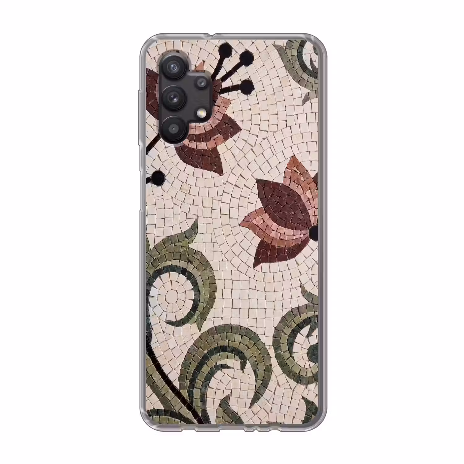 Bloemen - Mozaïek - Patroon - Abstract - Groen Telefoonhoesje Samsung Galaxy A32 5G klein -3d