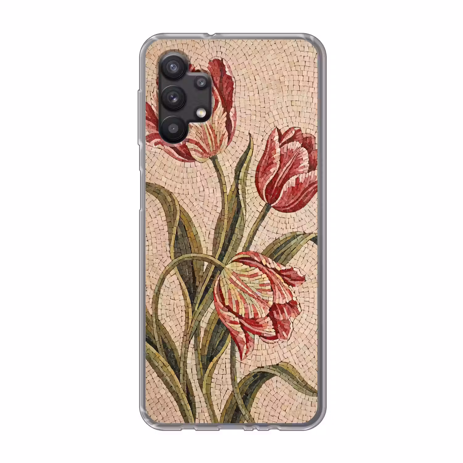 Bloemen - Mozaïek - Rood - Groen - Kunst Telefoonhoesje Samsung Galaxy A32 5G klein -3d