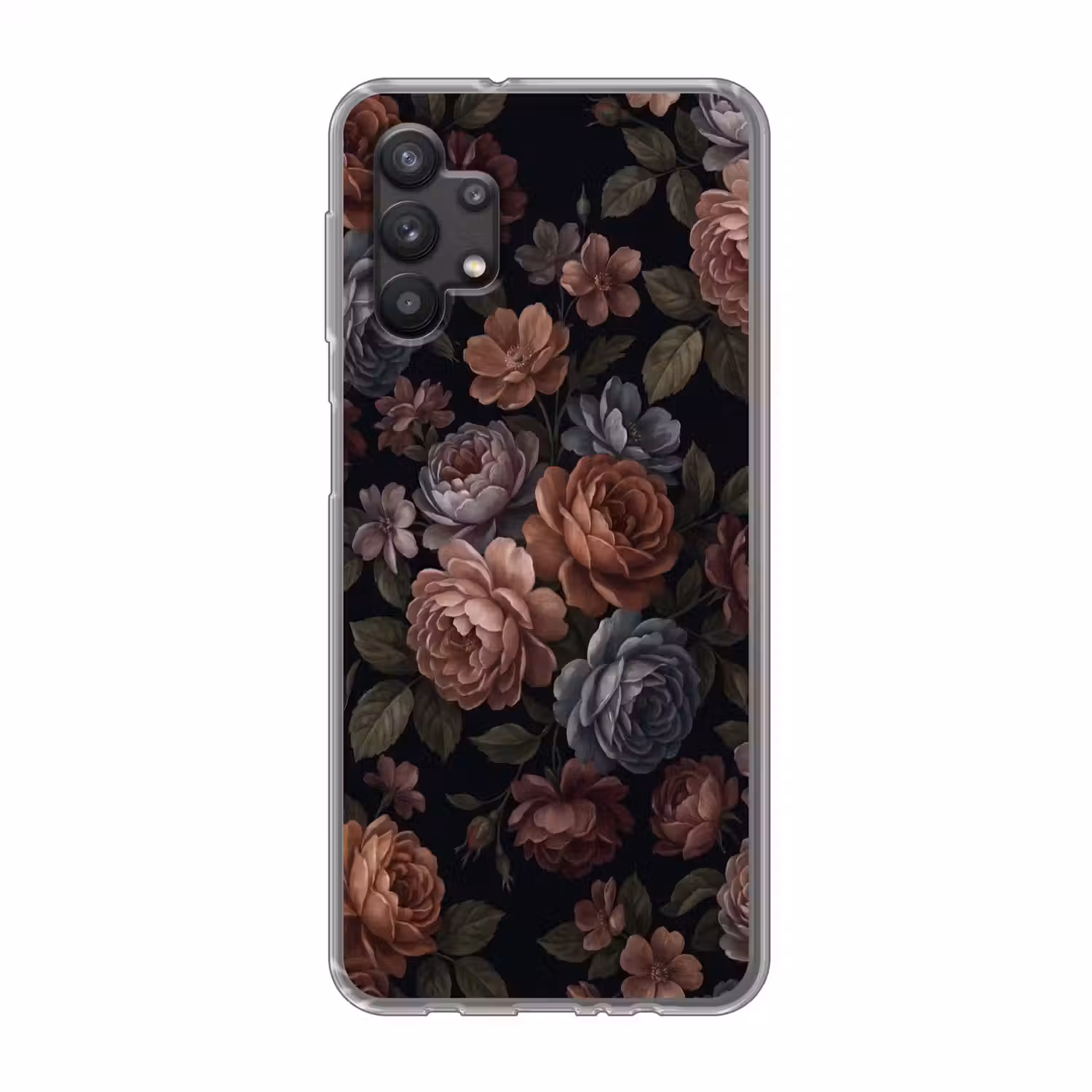 Bloemen - Patroon - Vintage - Donker - Roze Telefoonhoesje Samsung Galaxy A32 5G klein -3d