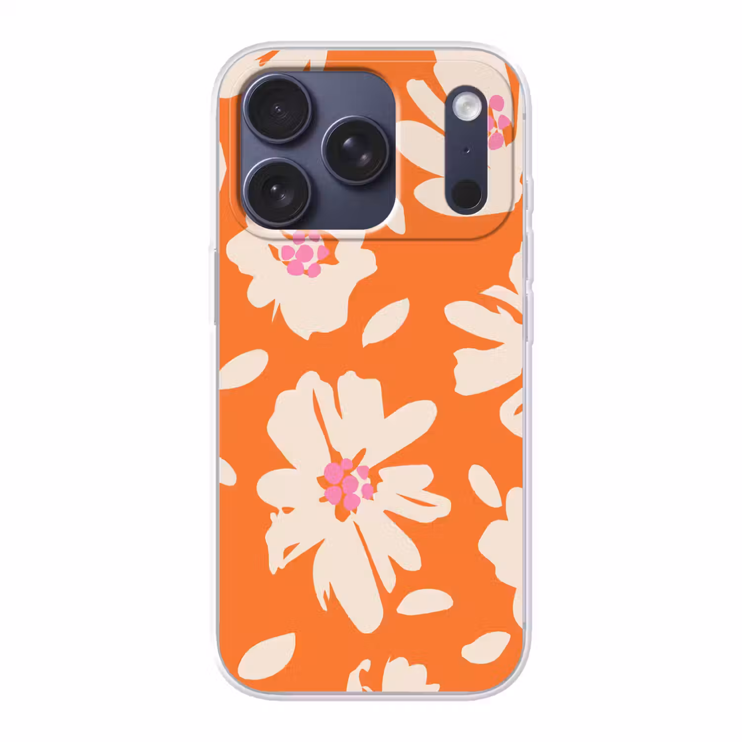 Bloemen - Oranje - Beige - Roze - Abstract Telefoonhoesje iPhone 17 Pro klein -3d