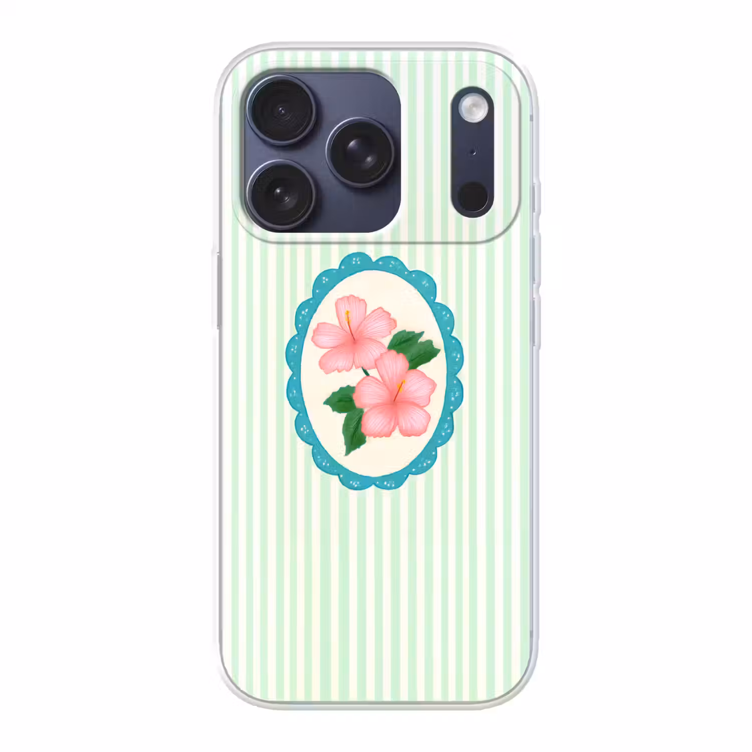Bloemen - Ovaal - Strepen - Groen Telefoonhoesje iPhone 17 Pro klein -3d