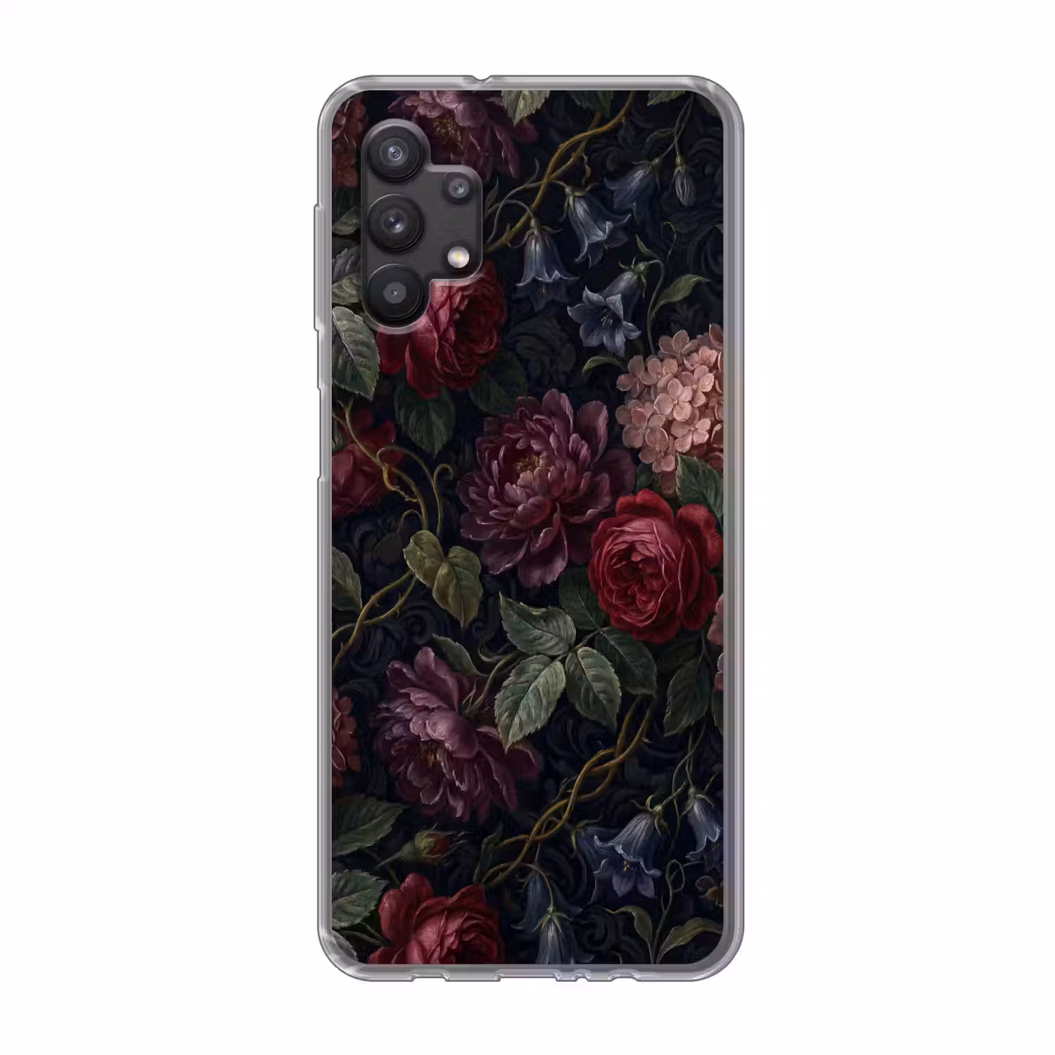 Bloemen - Rood - Klassiek - Donker - Patroon Telefoonhoesje Samsung Galaxy A32 5G klein -3d