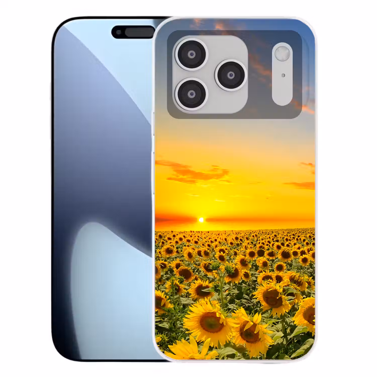 Bloemen - Zonnebloem - Zonsondergang - Nacht - Oranje Telefoonhoesje iPhone 17 Pro klein -3d