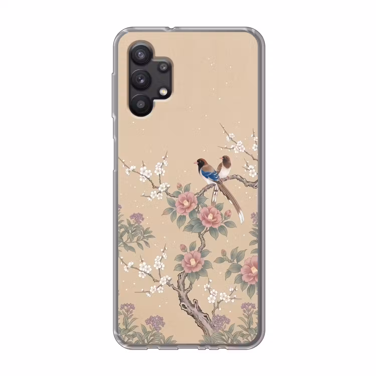 Bloemen - Vogels - Bloemen Telefoonhoesje Samsung Galaxy A32 5G klein -3d