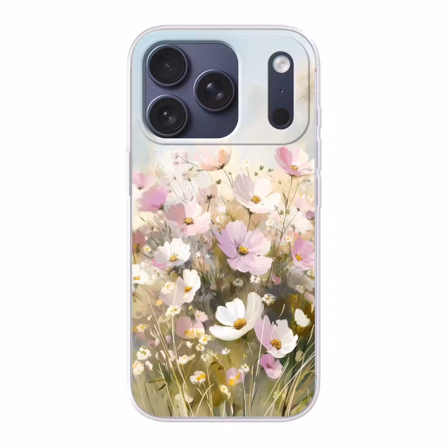 Bloemenveld - Lichte tinten - Geschilderd Telefoonhoesje iPhone 17 Pro klein -3d
