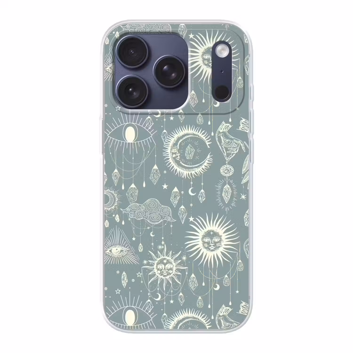 Boho - Print - Blauw - Zon - Ogen - Zen Telefoonhoesje iPhone 17 Pro klein -3d