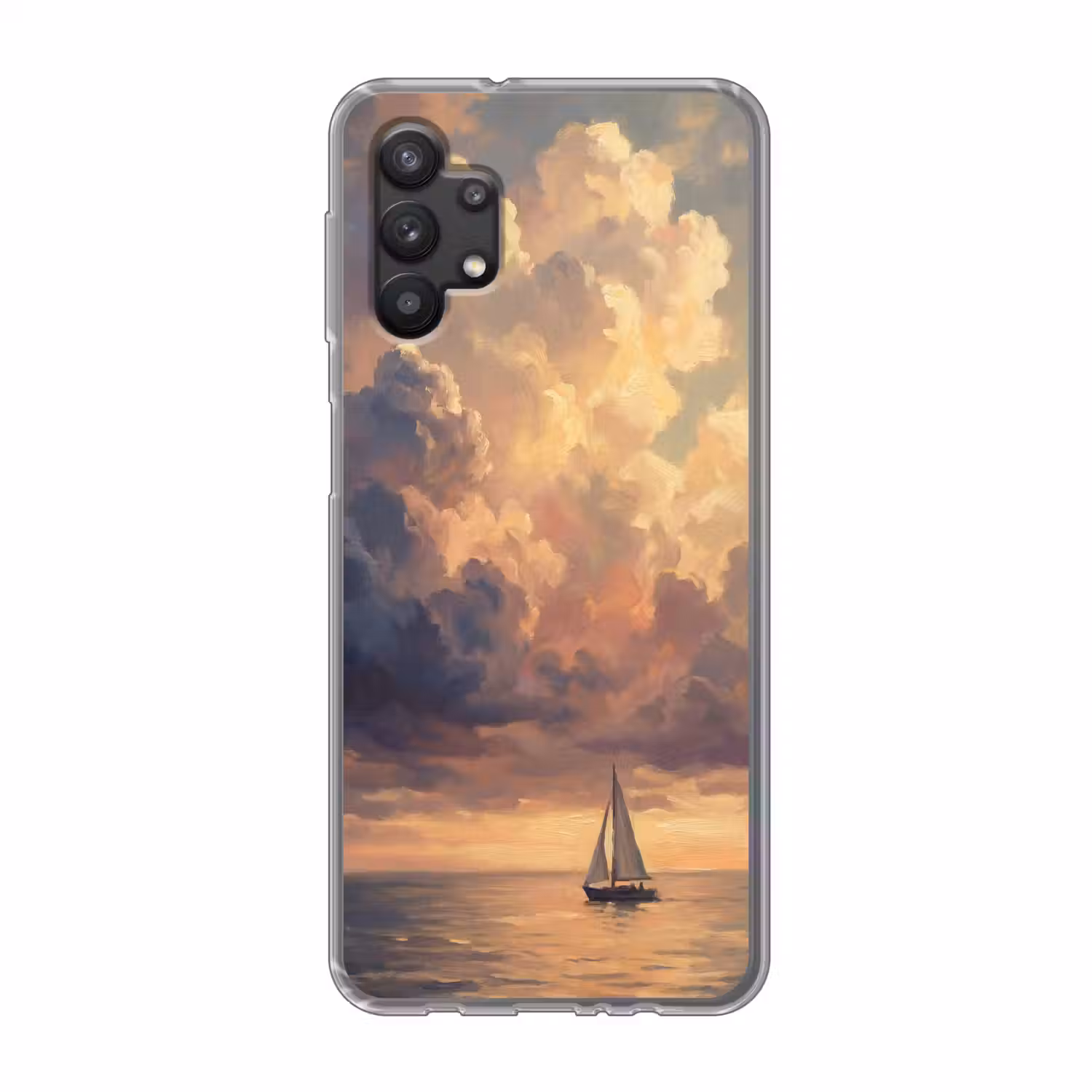 Boot - Zonsondergang - Zee - Natuur - Goud Telefoonhoesje Samsung Galaxy A32 5G klein -3d