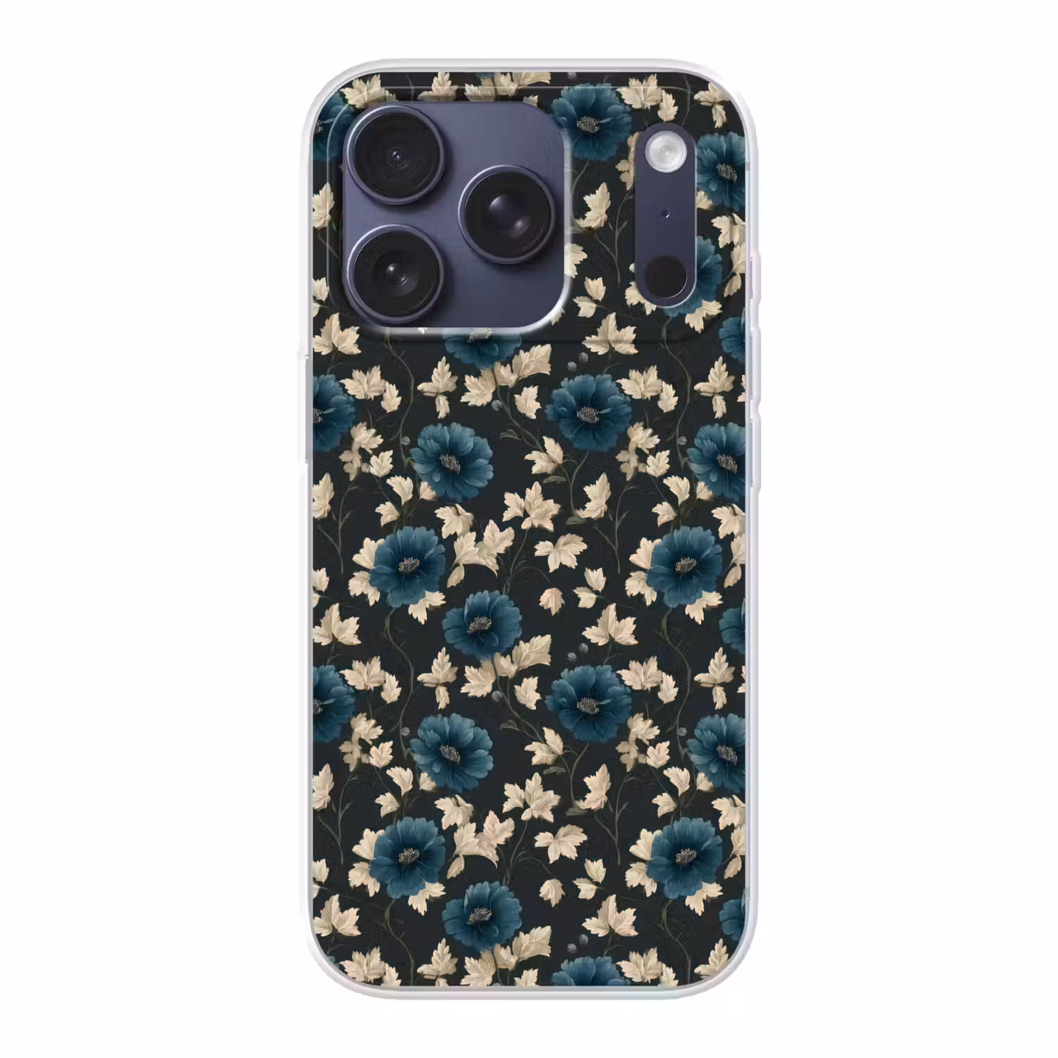 Botanisch - Bloemen - Blauw Telefoonhoesje iPhone 17 Pro klein 878 -3d
