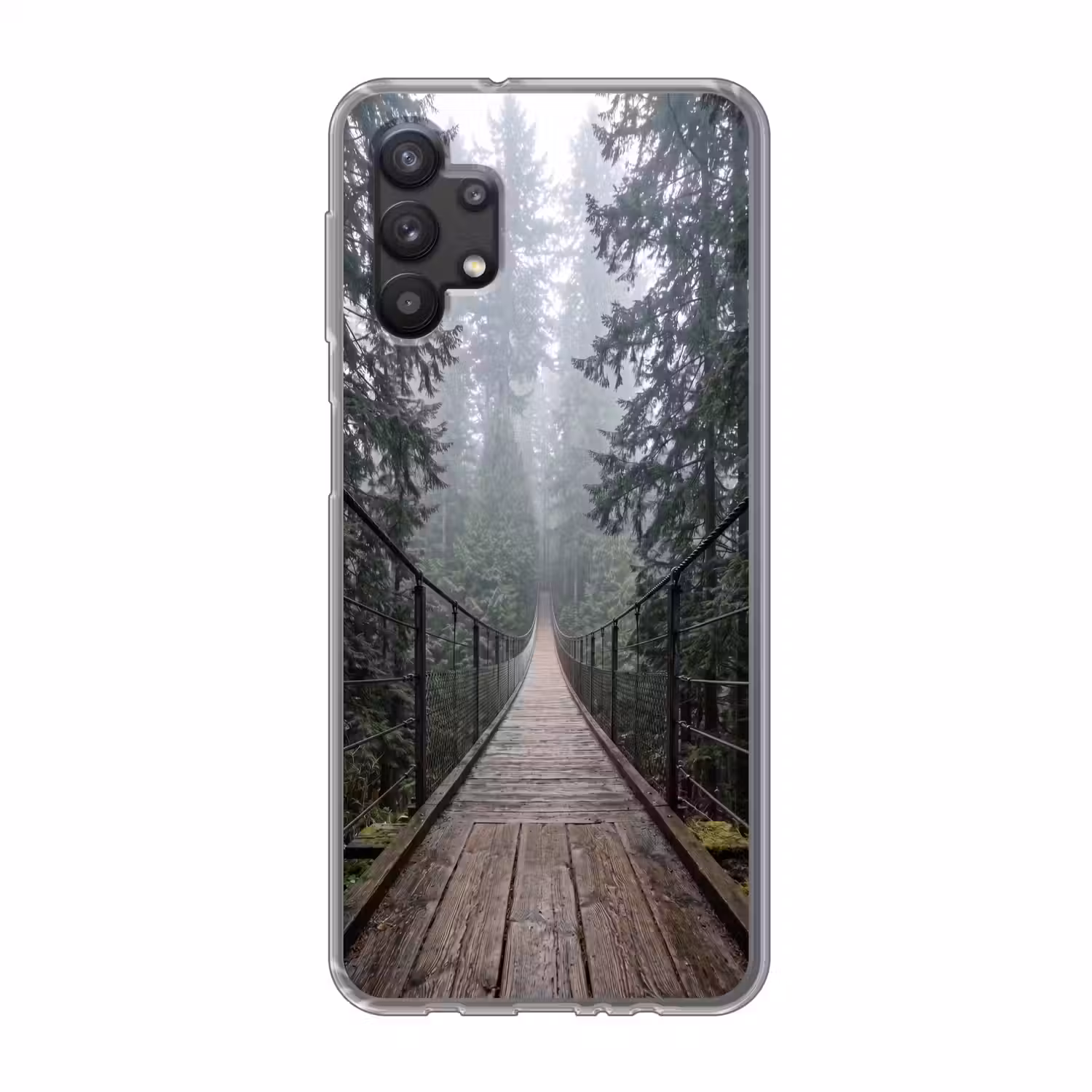 Brug - Bos - Mist - Natuur Telefoonhoesje Samsung Galaxy A32 5G klein -3d
