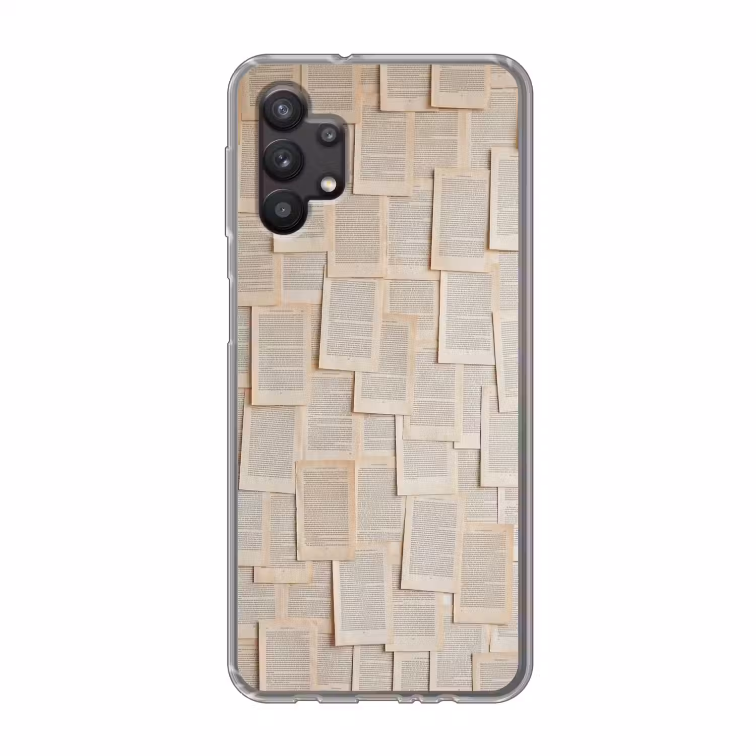 Boekpagina - Collage - Literatuur - Vintage - Beige Telefoonhoesje Samsung Galaxy A32 5G klein -3d