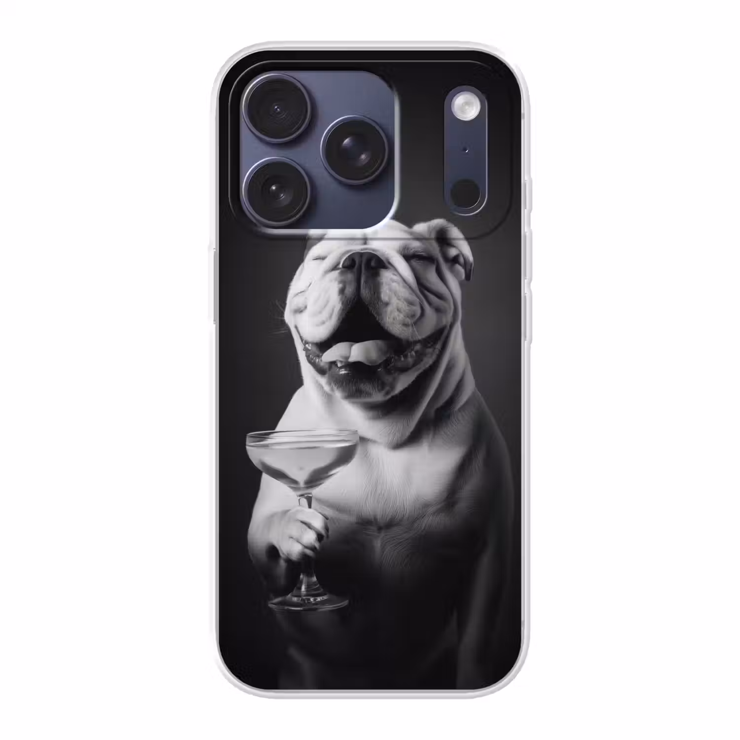 Buldog - Hond - Glas Telefoonhoesje iPhone 17 Pro klein -3d